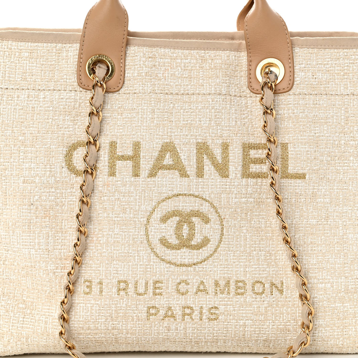 Chanel Mixed Fibers Calfskin Medium Deauville Tote Light Beige 8 of 14