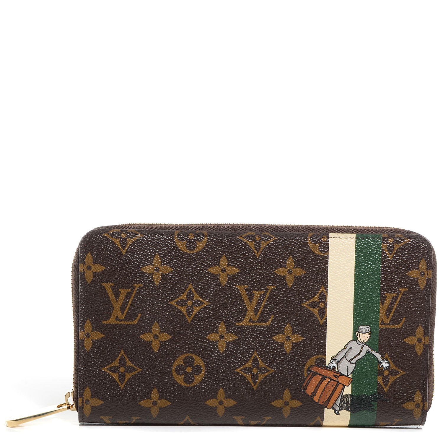 Louis Vuitton Monogram Groom Zippy Organizer Wallet Green 77142