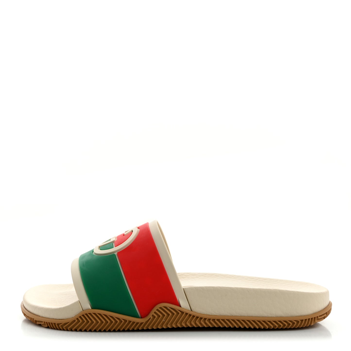 Rubber Web Womens Interlocking G Slide Sandals 37 Mystic White Green Red