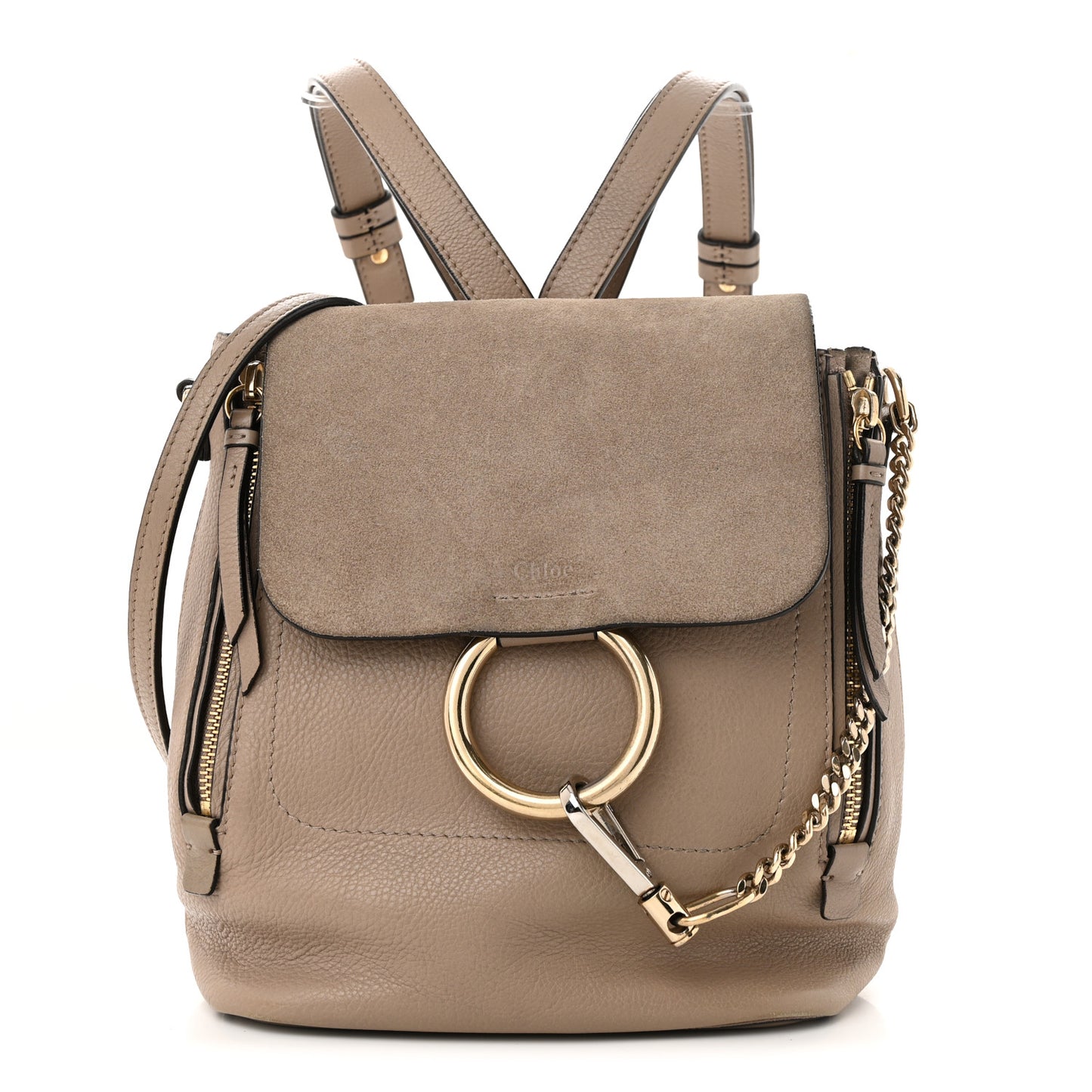Suede Calfskin Medium Faye Backpack Motty Grey