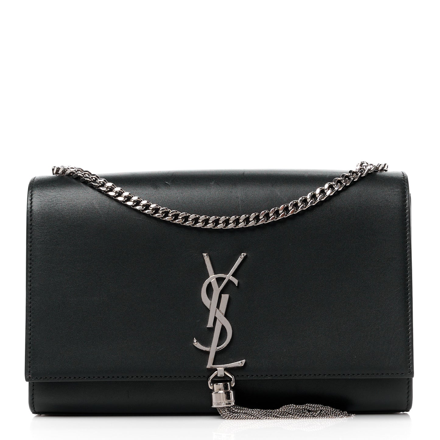 Smooth Calfskin Medium Classic Monogram Kate Tassel Satchel Black