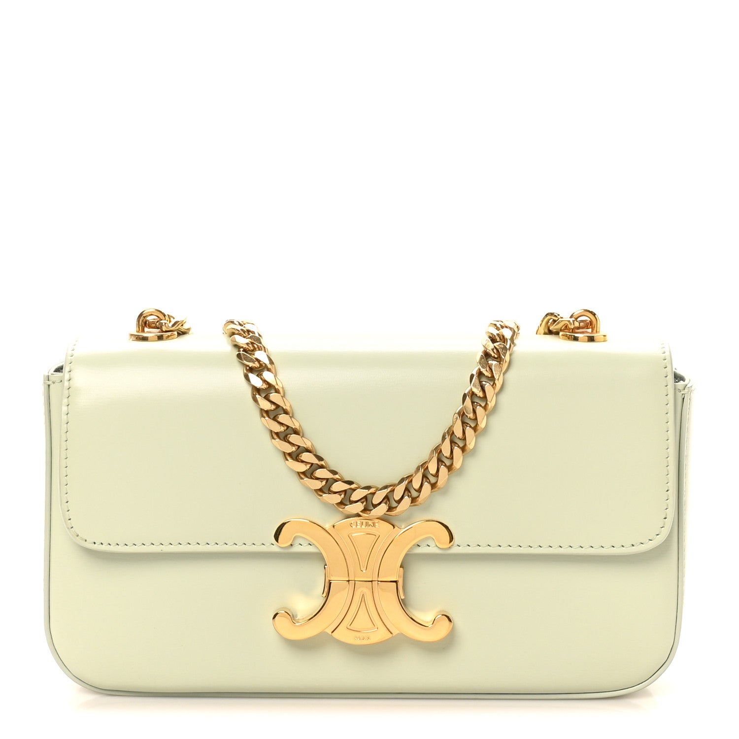 Celine Shiny Calfskin Triomphe Chain Shoulder Bag Jade 1820577