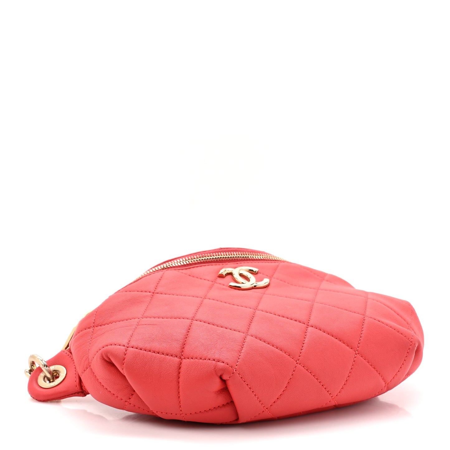 Lambskin Quilted Resin Bi-Color Waist Bag Fanny Pack Red