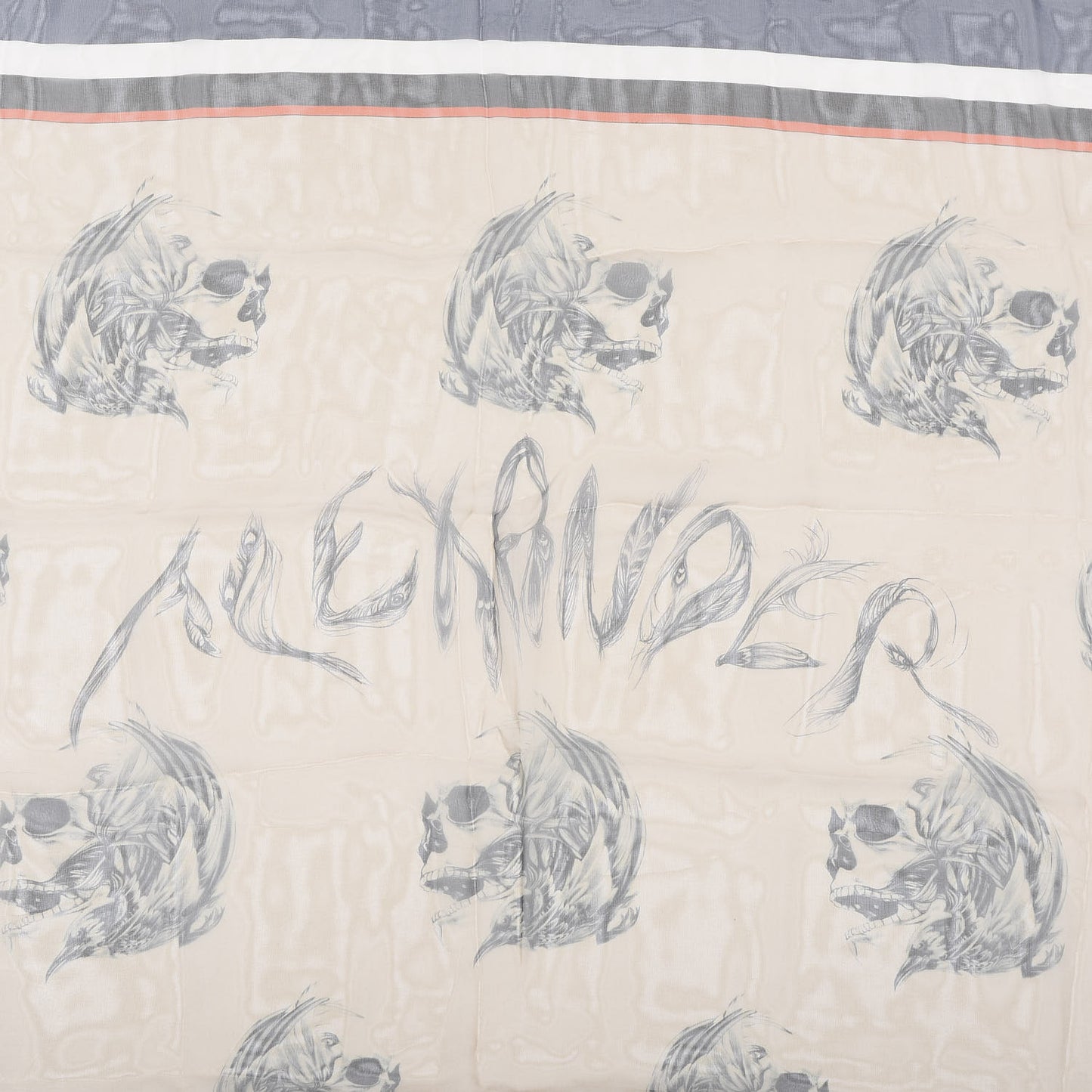 Silk Chiffon Skull Print Scarf Multicolor