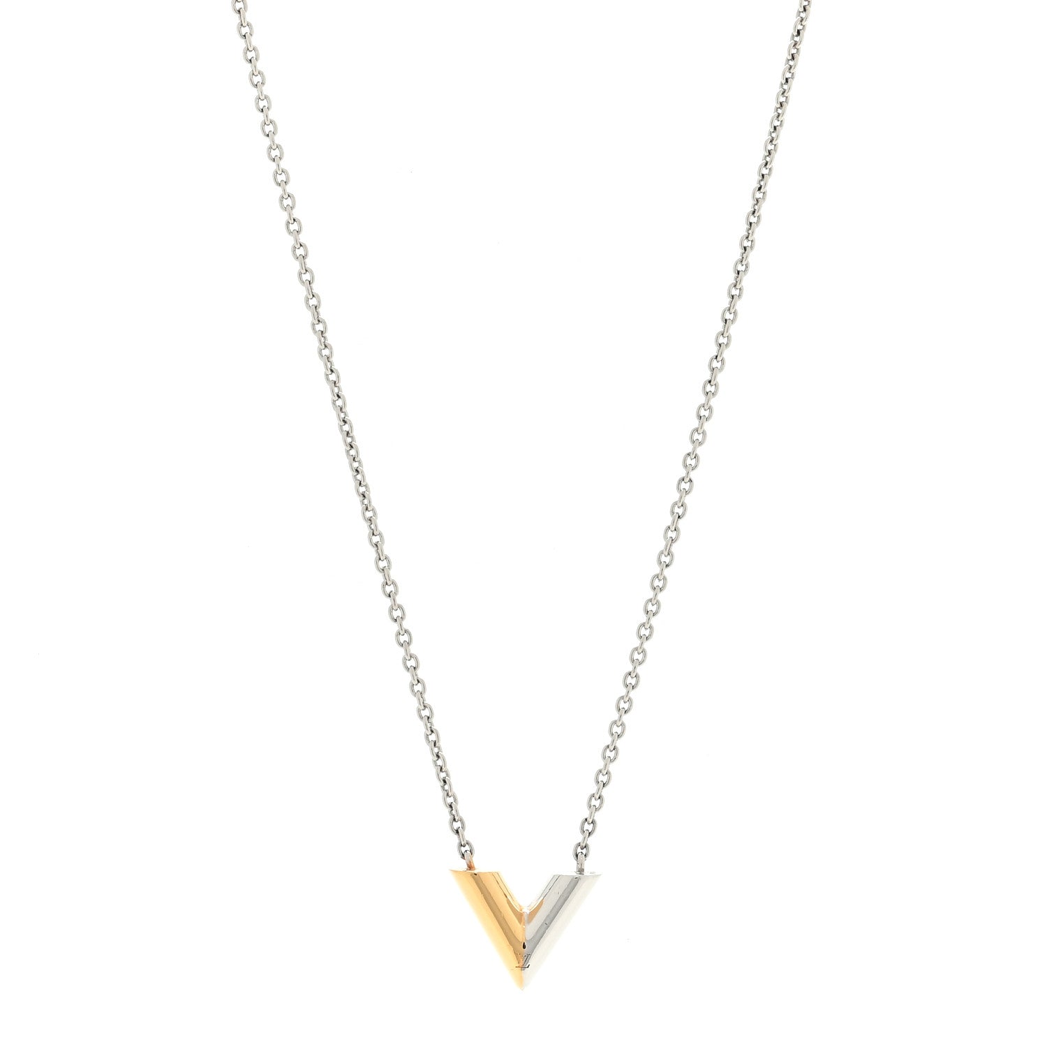 Louis Vuitton Essential V Necklace Silver Gold 1383308 – FASHIONPHILE