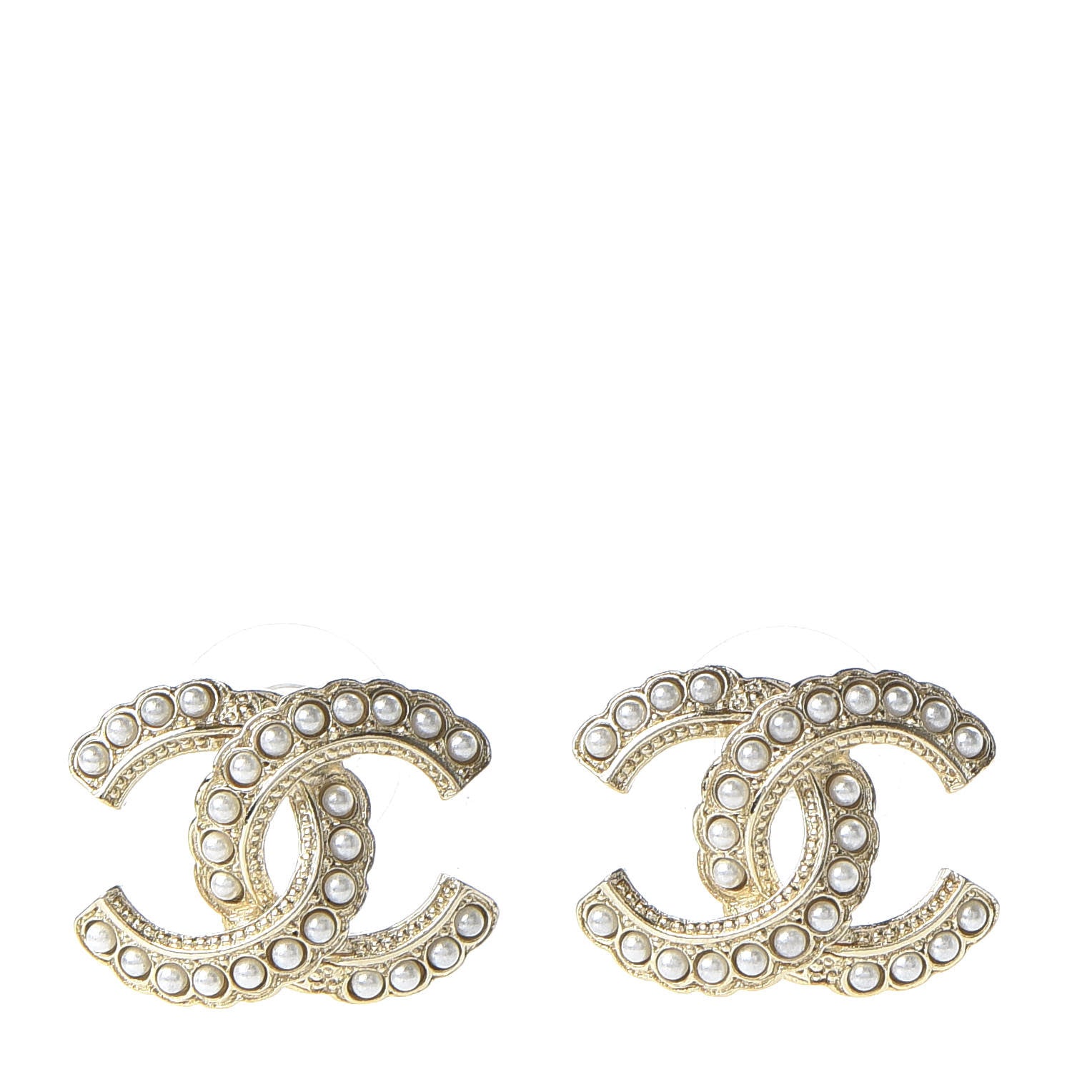 Chanel Pearl Queen of France CC Earrings Gold 1 of 5