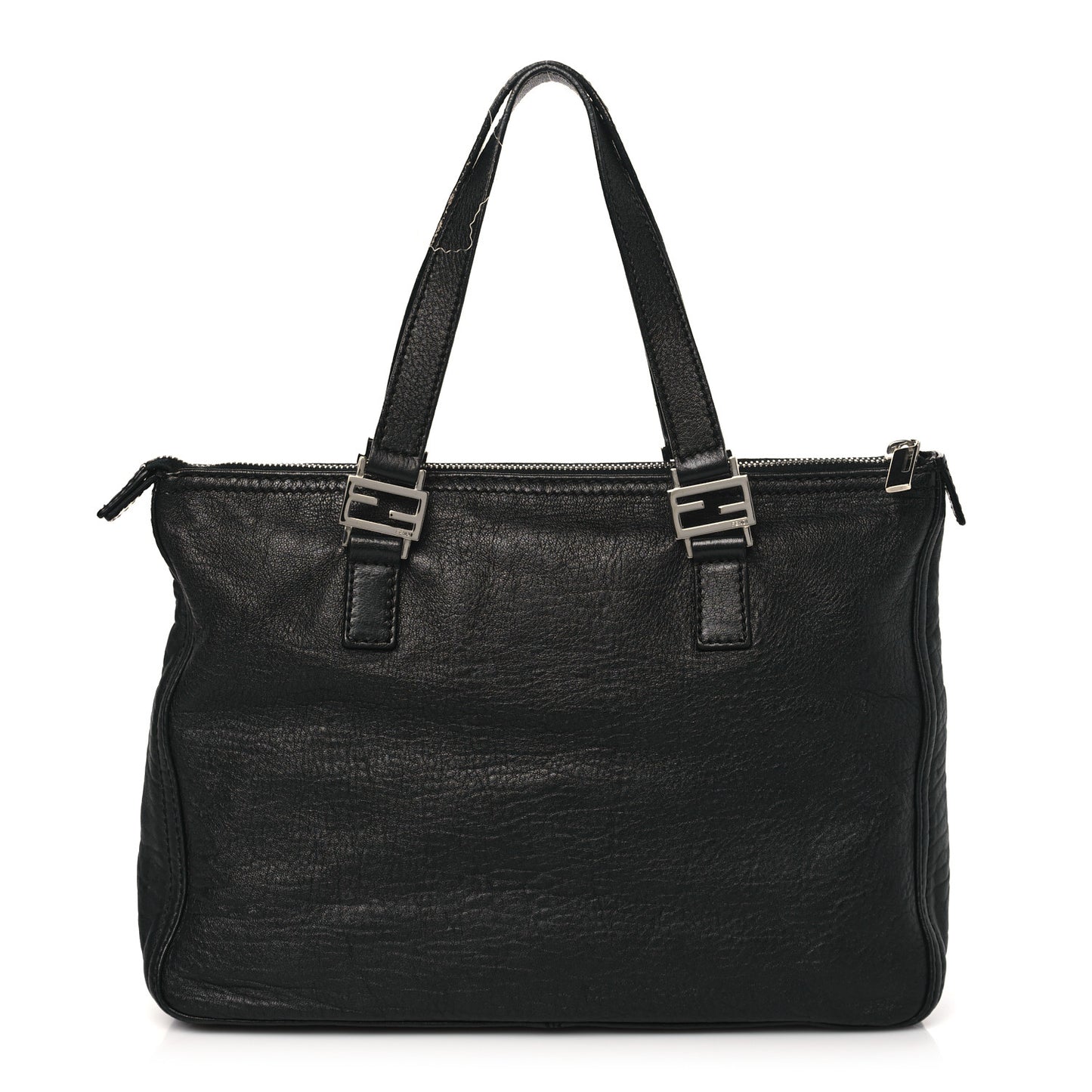 Crinkled Lambskin Zip Tote Black