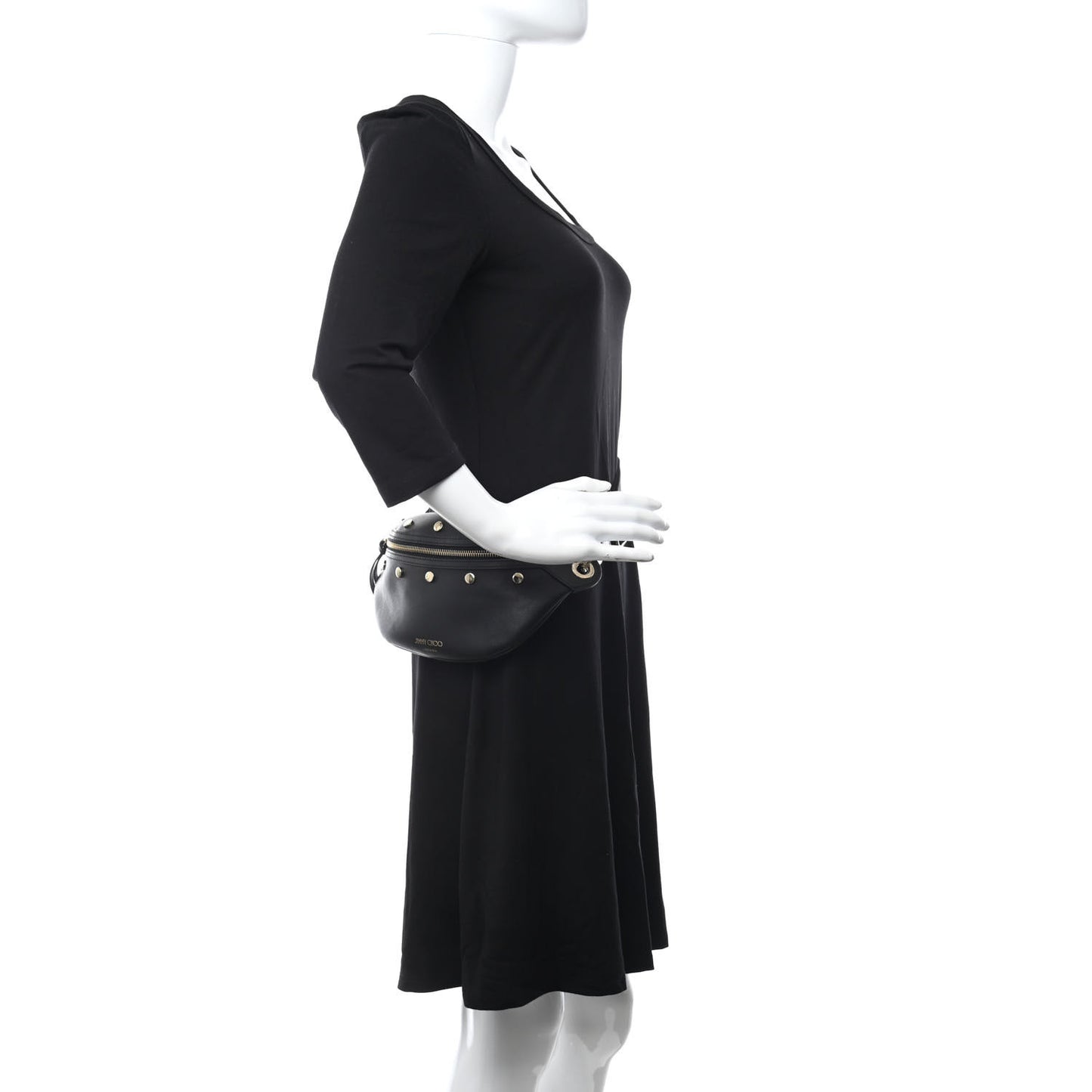 Calfskin Studded Lockett Belt Bag Black