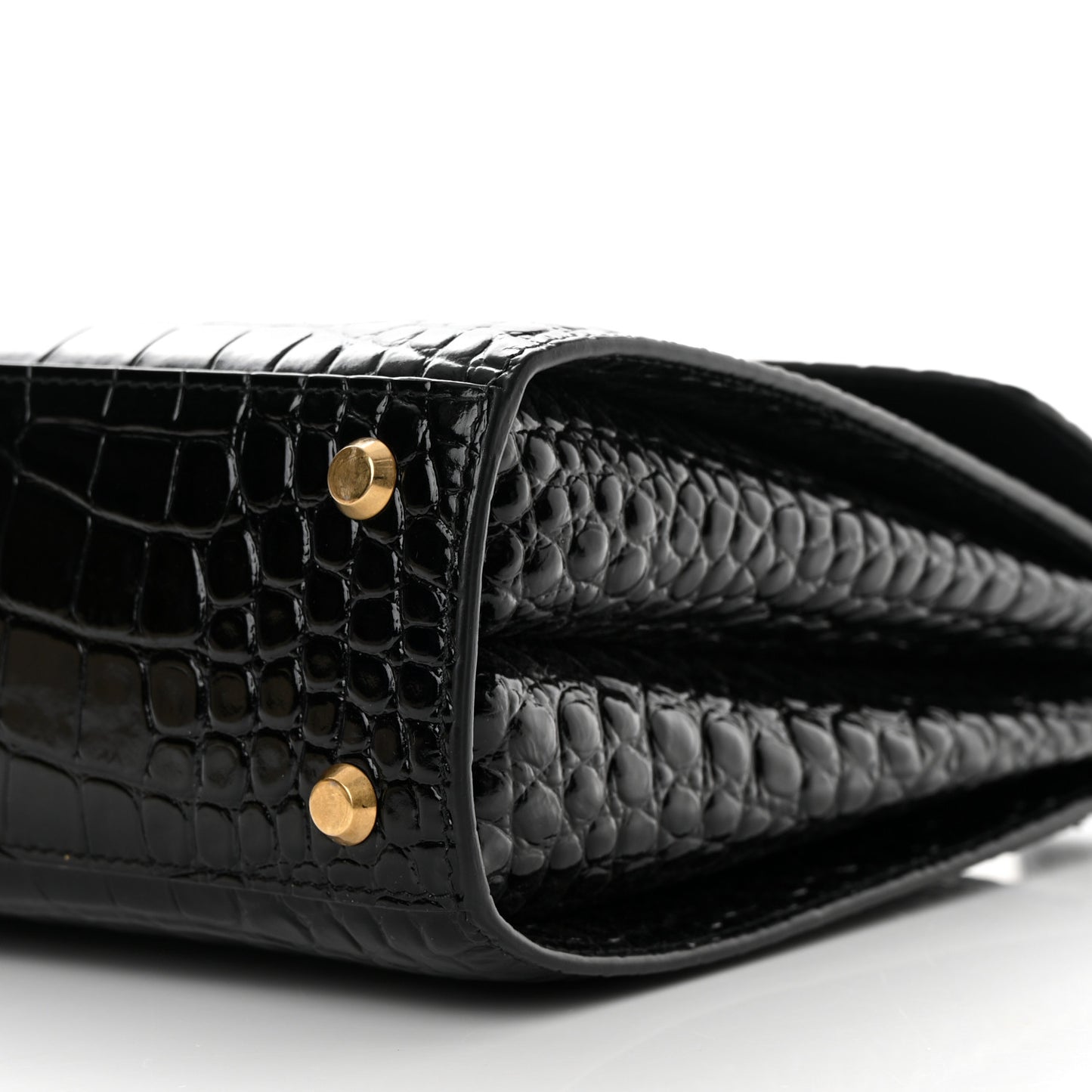 Shiny Calfskin Graffiti Logo Crocodile Embossed Medium Ghost Shoulder Bag Black White