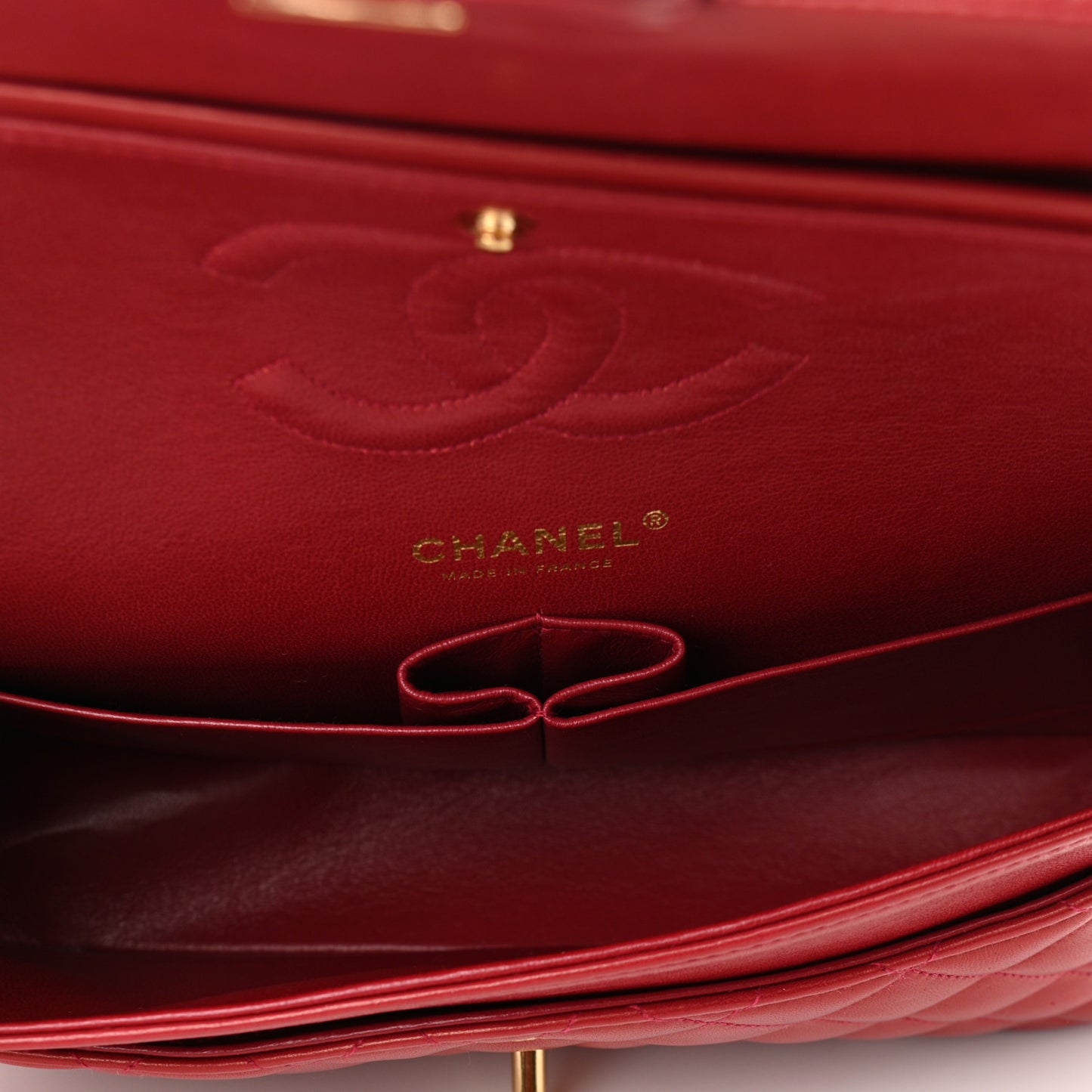 Lambskin Quilted Medium Double Flap Dark Bordeaux