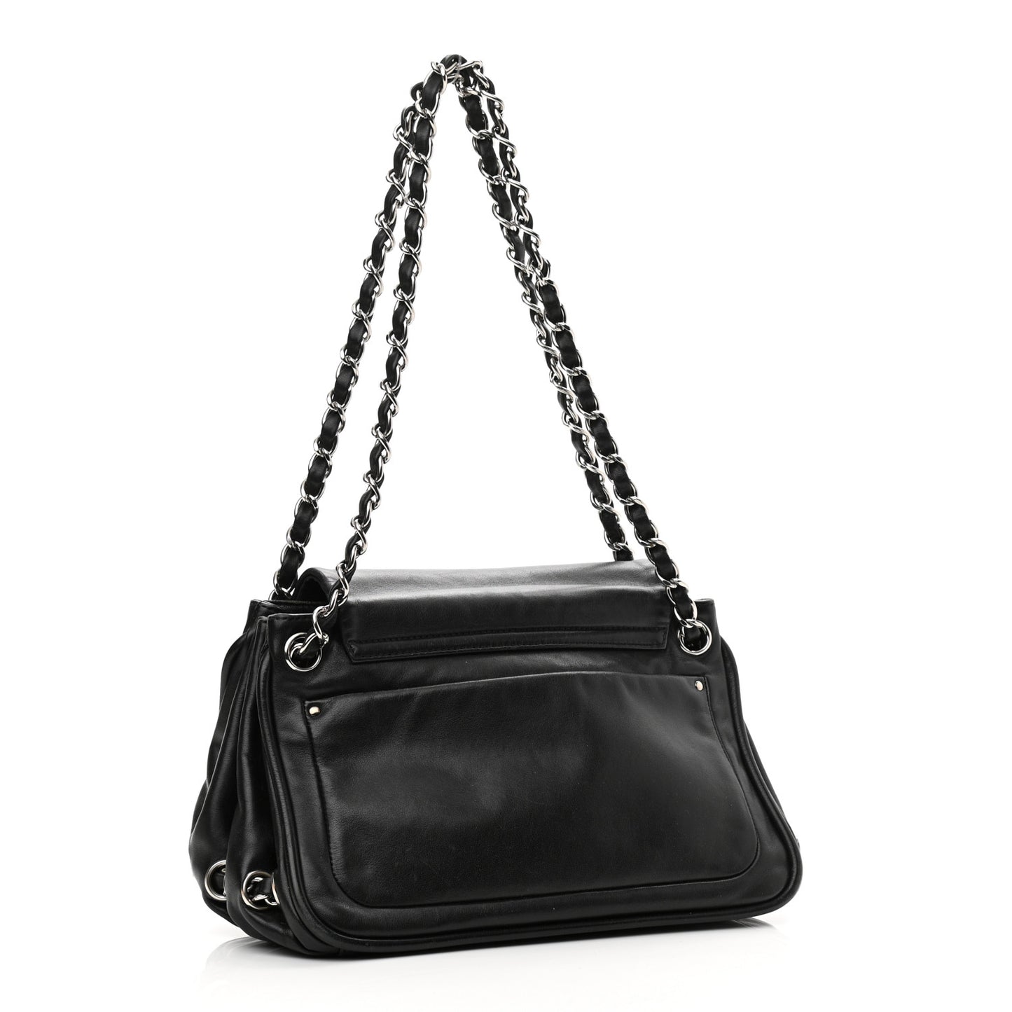 Calfskin Diagonal Ligne Flap Black