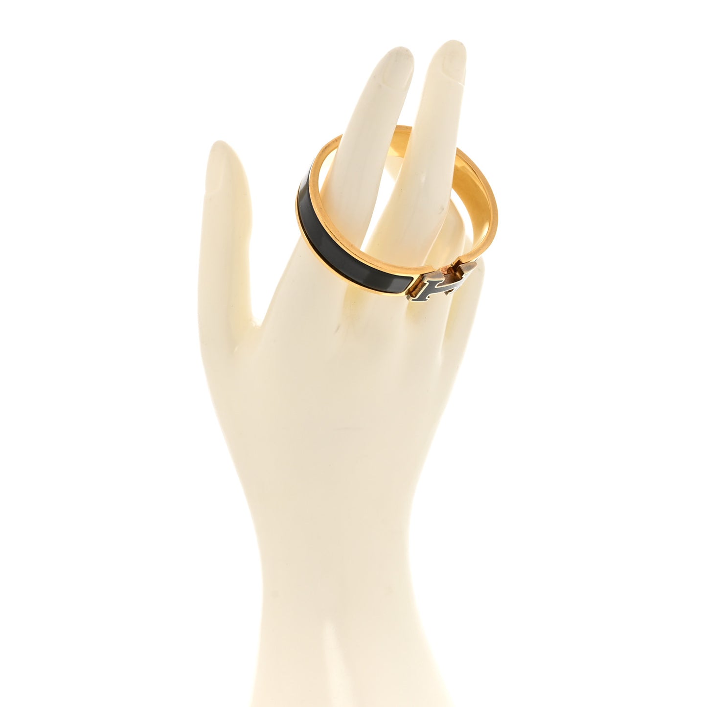 Enamel Narrow Clic Clac H Bracelet GM Black