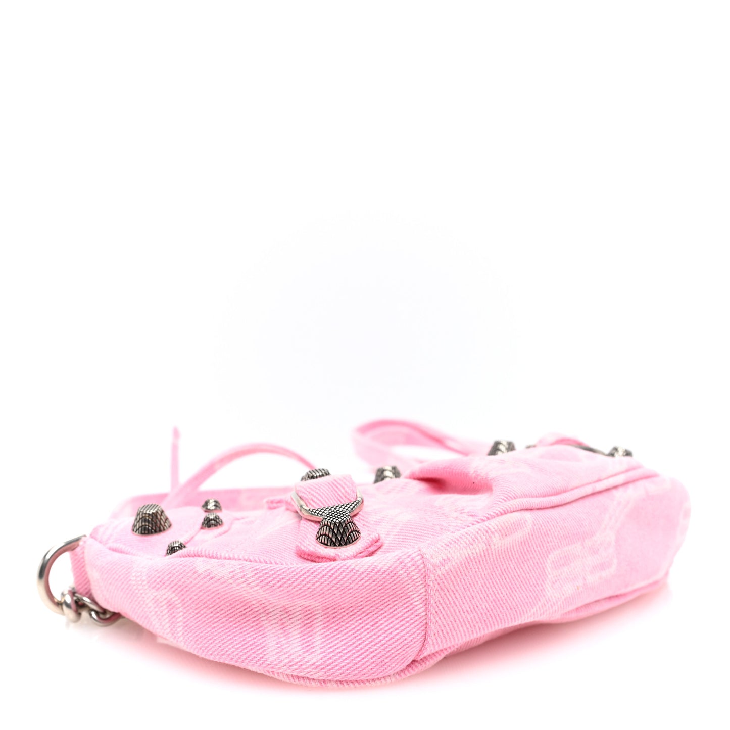 Washed Denim BB Monogram Le Cagole Mini Purse With Chain Pink