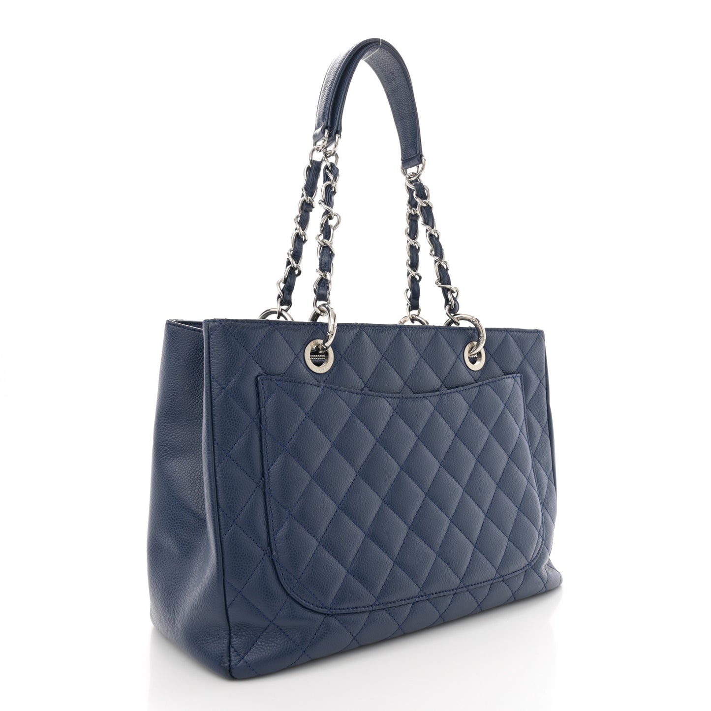Caviar Quilted Grand Shopping Tote GST Dark Navy Blue