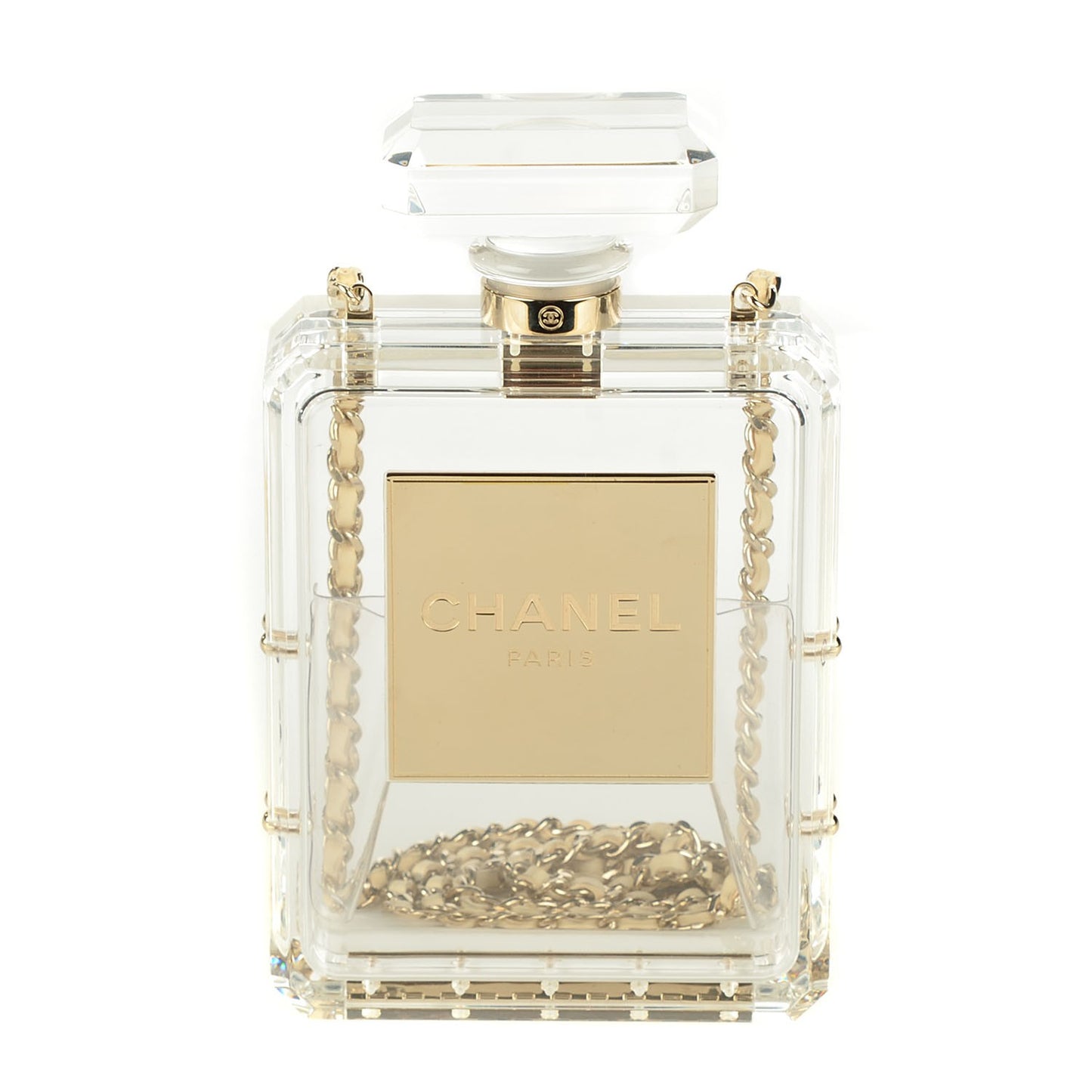 Transluscent Plexiglass Perfume Bottle Clutch