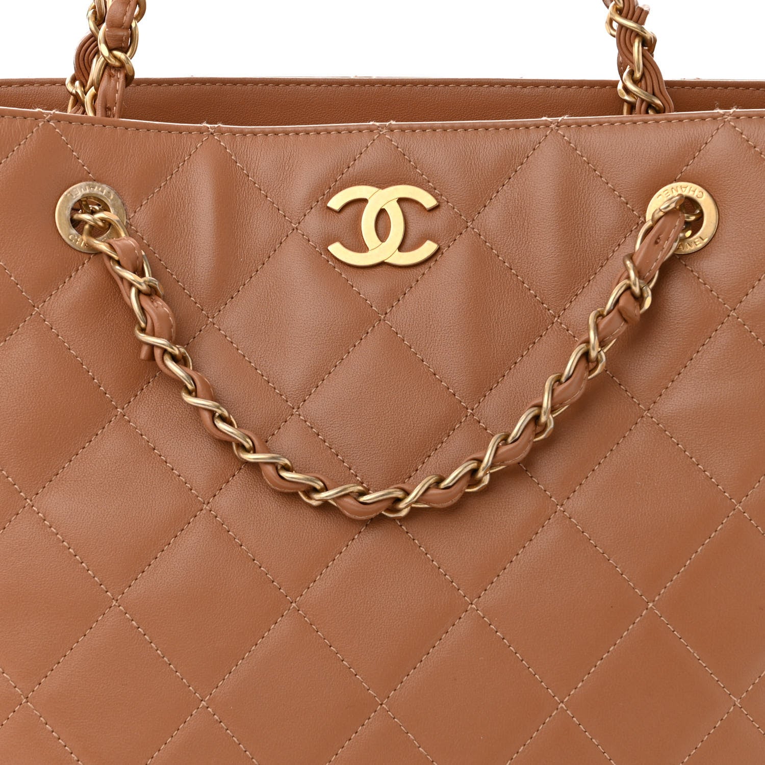 Chanel Calfskin Stitched Large Shopping Bag Brown 8 of 12