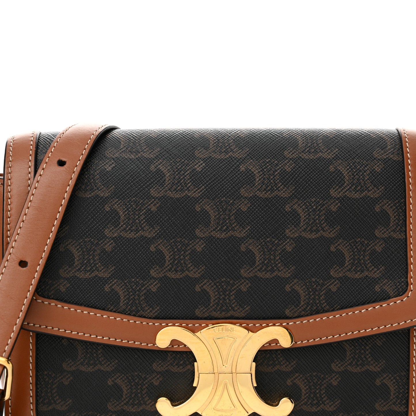 Calfskin Triomphe Canvas Teen Triomphe Bag Tan