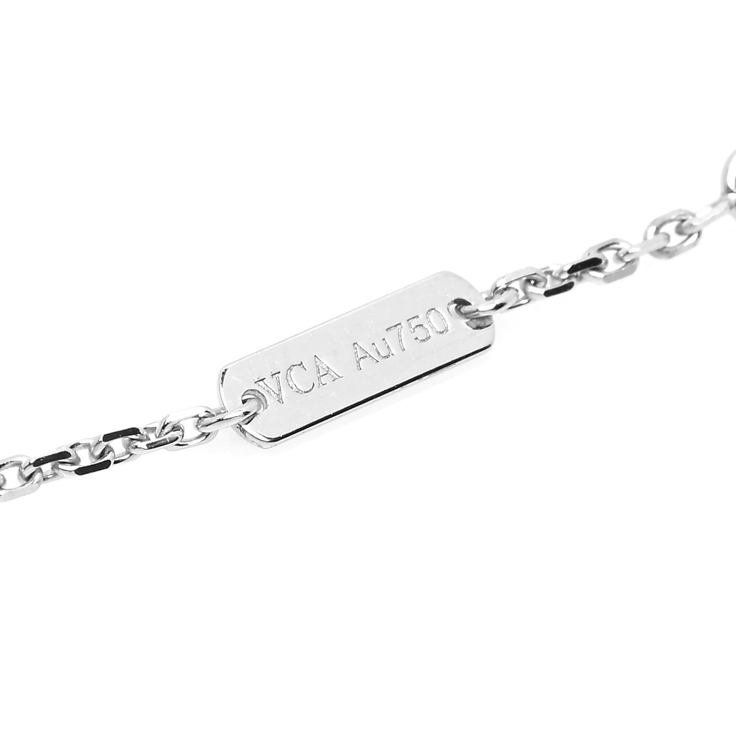 18K White Gold Mother of Pearl Vintage Alhambra Pendant Necklace