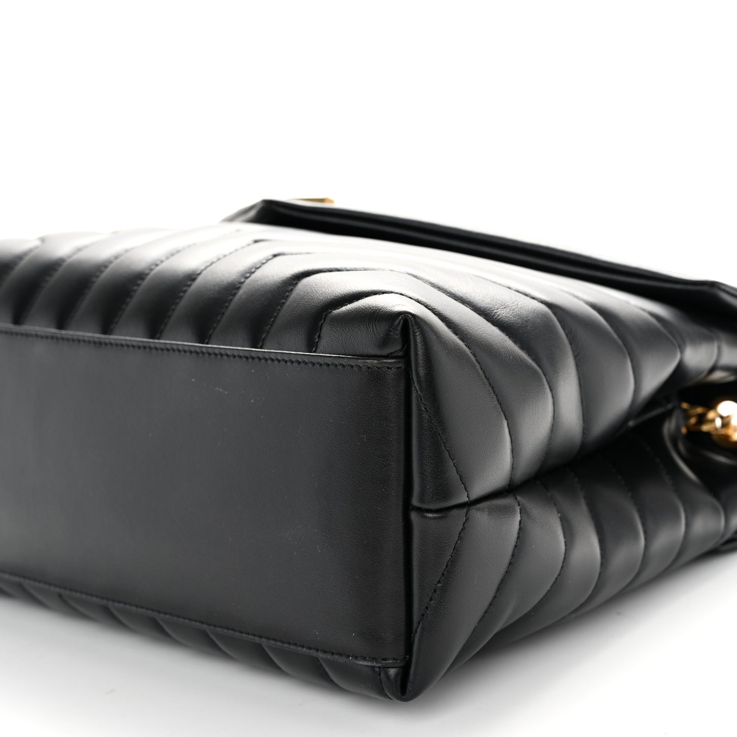 Calfskin Y Quilted Monogram Medium Loulou Chain Satchel Black
