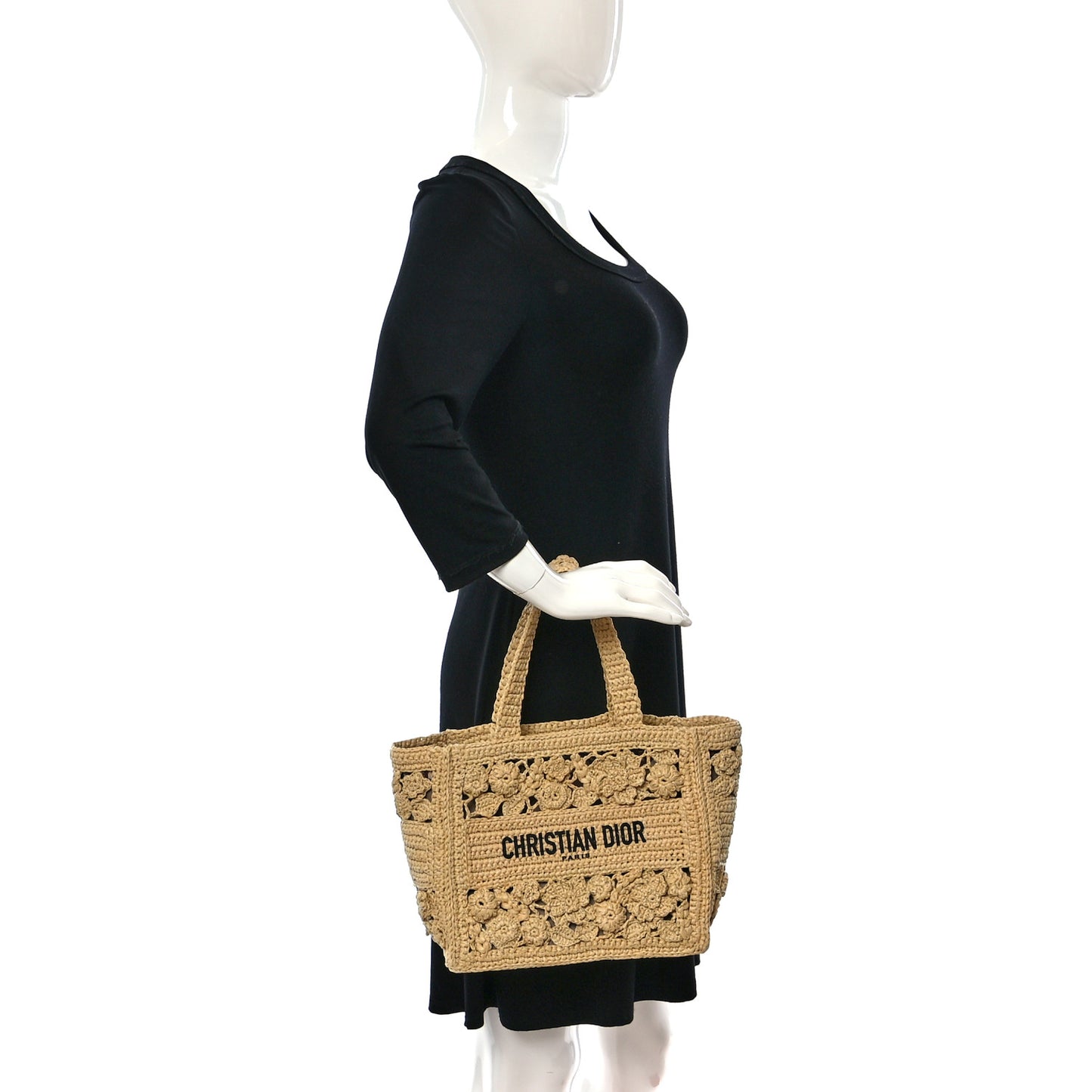 Woven Raffia Floral Embellished Small Book Tote Natural