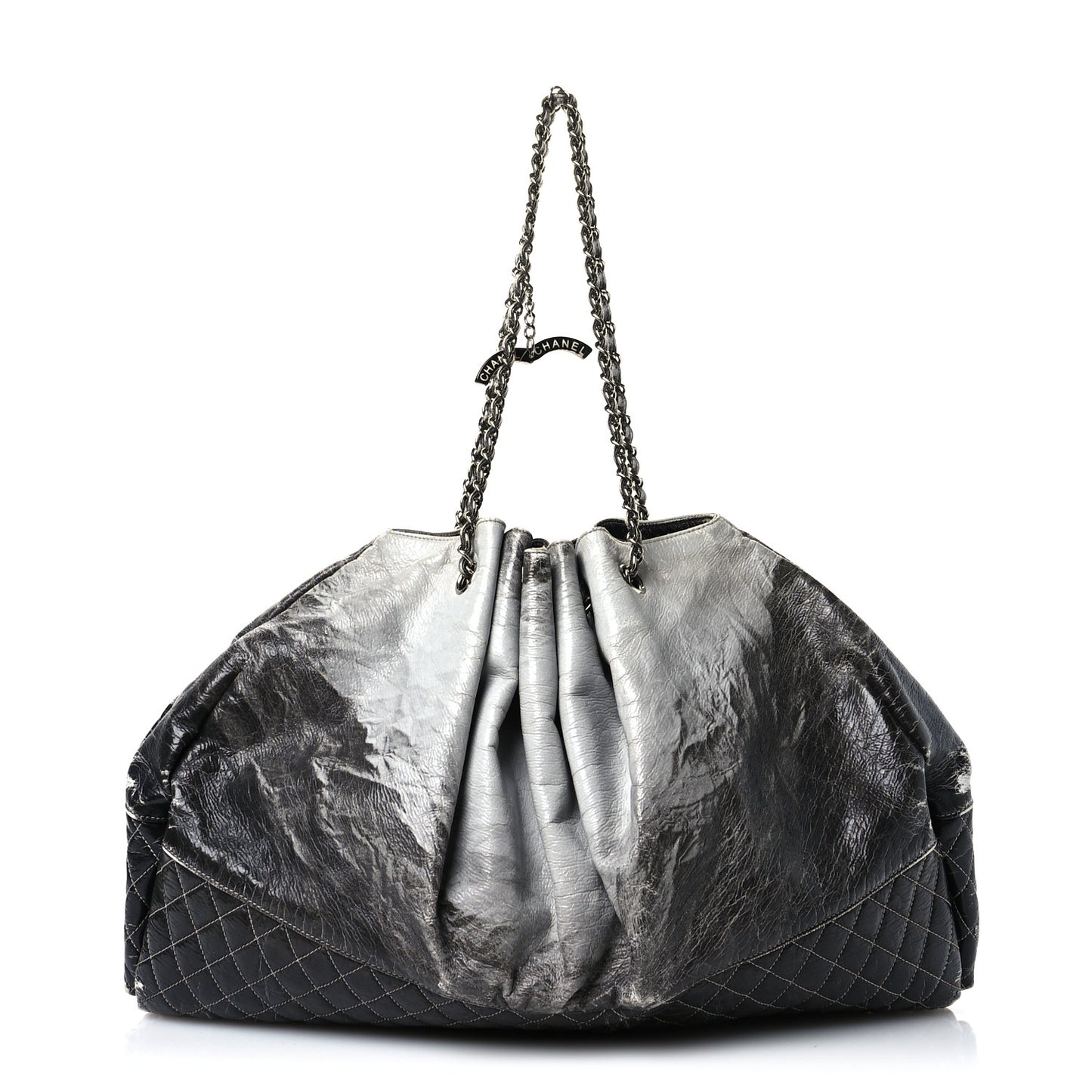 Vinyl Quilted Melrose Degrade Tote Black