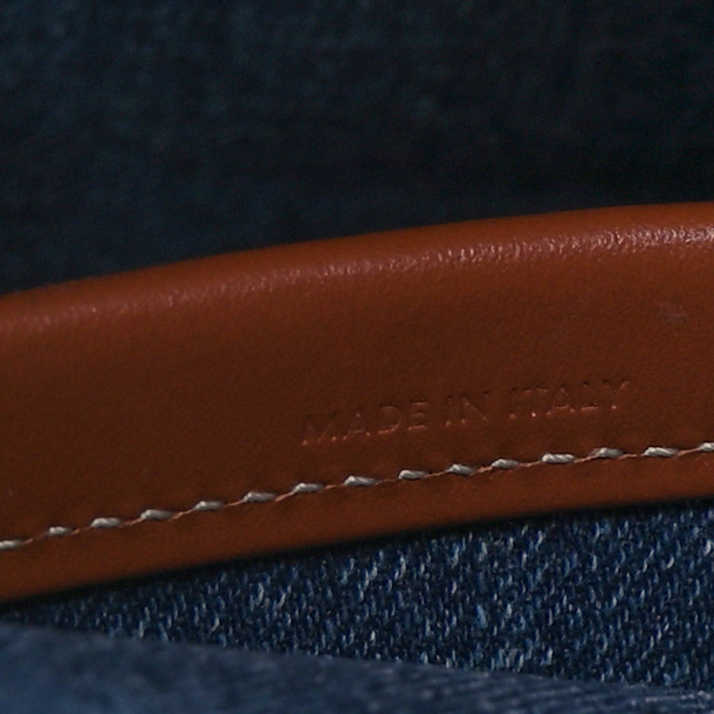 Denim Calfskin Triomphe Print Cabas Blue Tan