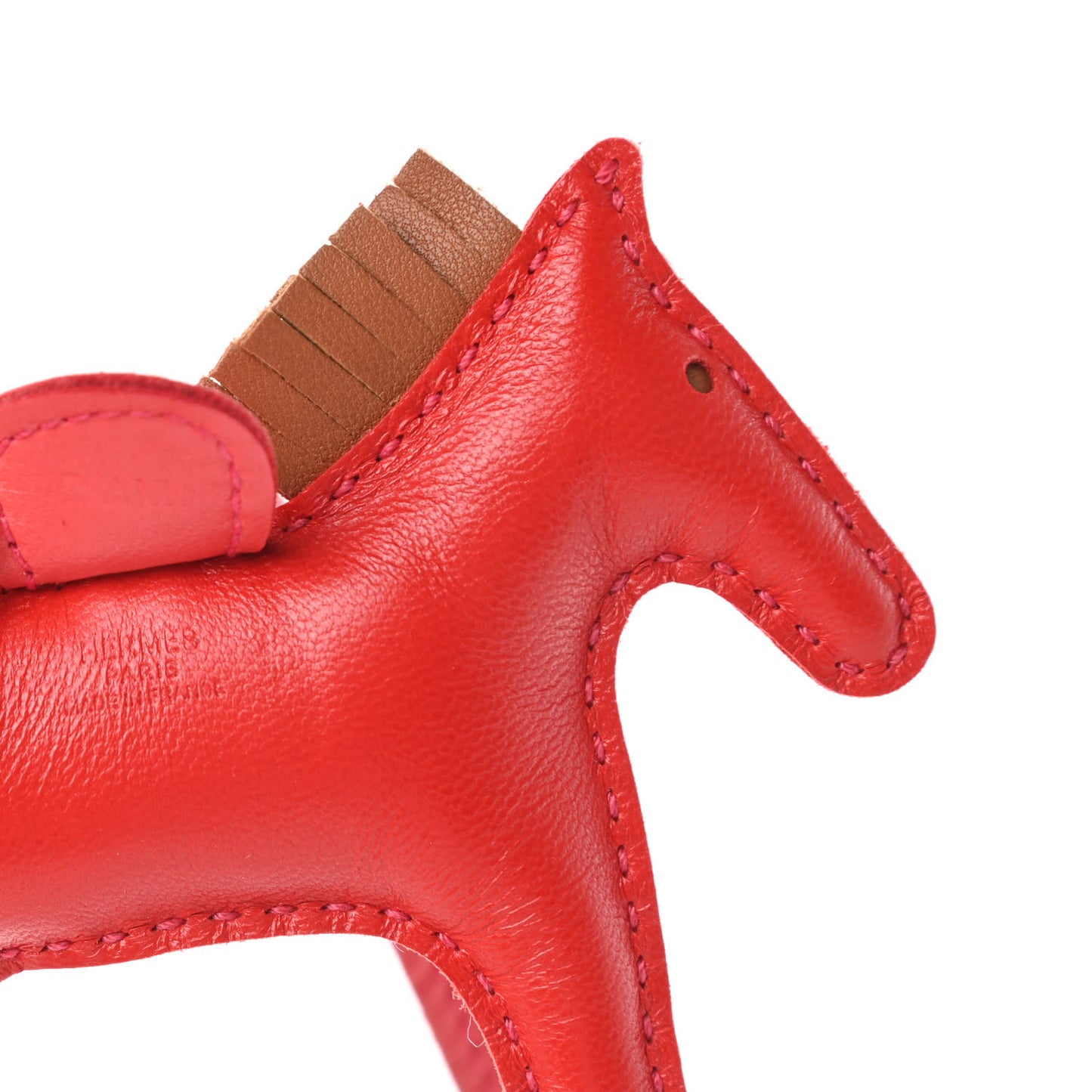 Milo Lambskin Grigri Rodeo Horse Bag Charm PM Rouge Indien Gold Bougainvillea