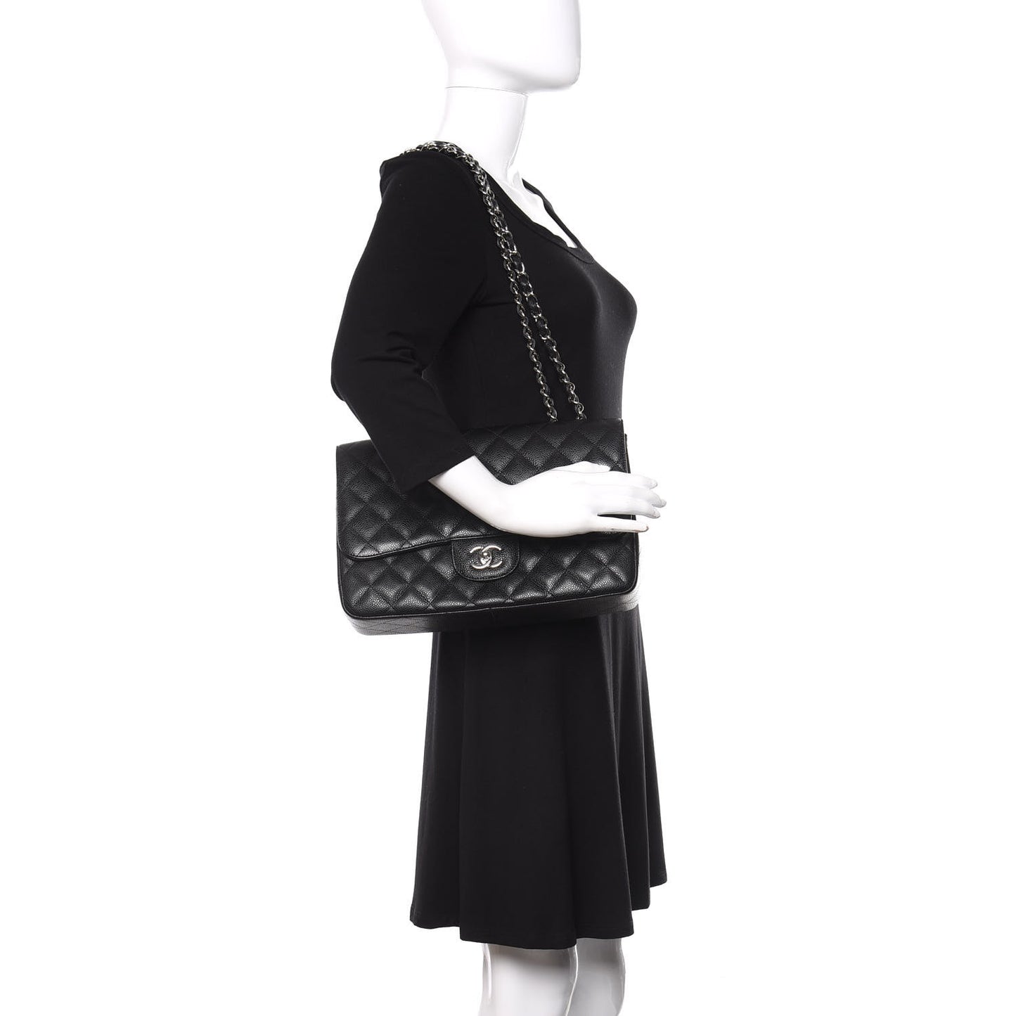 Caviar Quilted Jumbo Single Flap Black