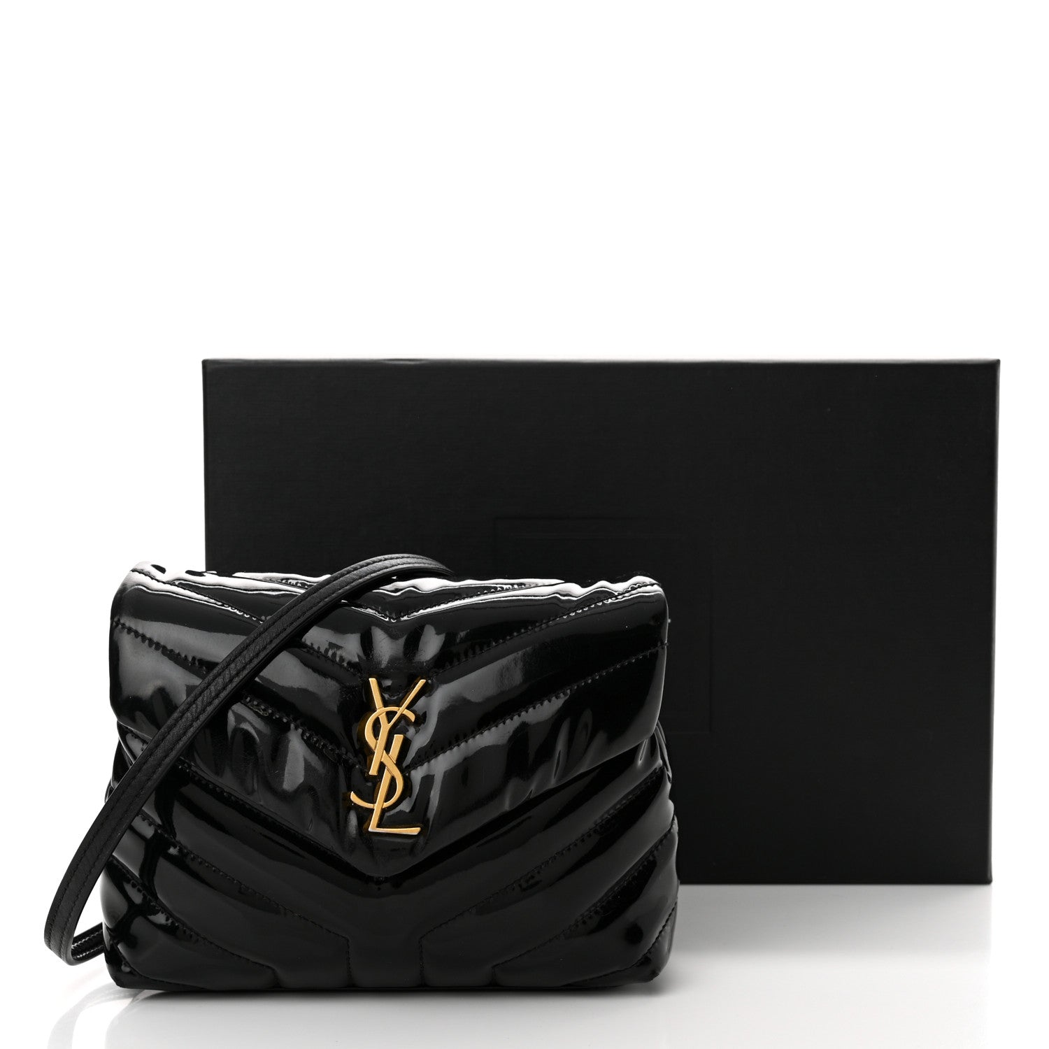 Saint Laurent Patent Y Quilted Monogram Toy Loulou Crossbody Bag Black 18 of 18