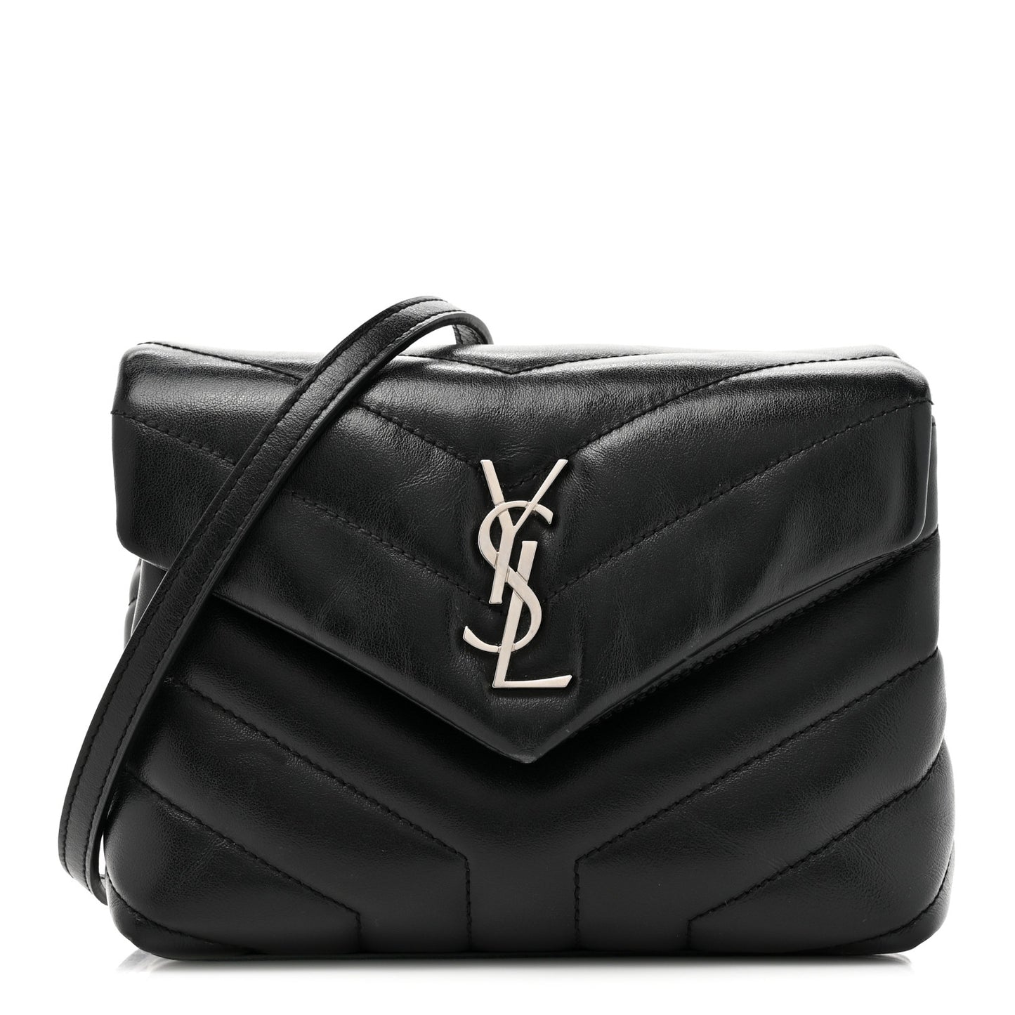 Calfskin Y Quilted Monogram Toy Loulou Crossbody Bag Black