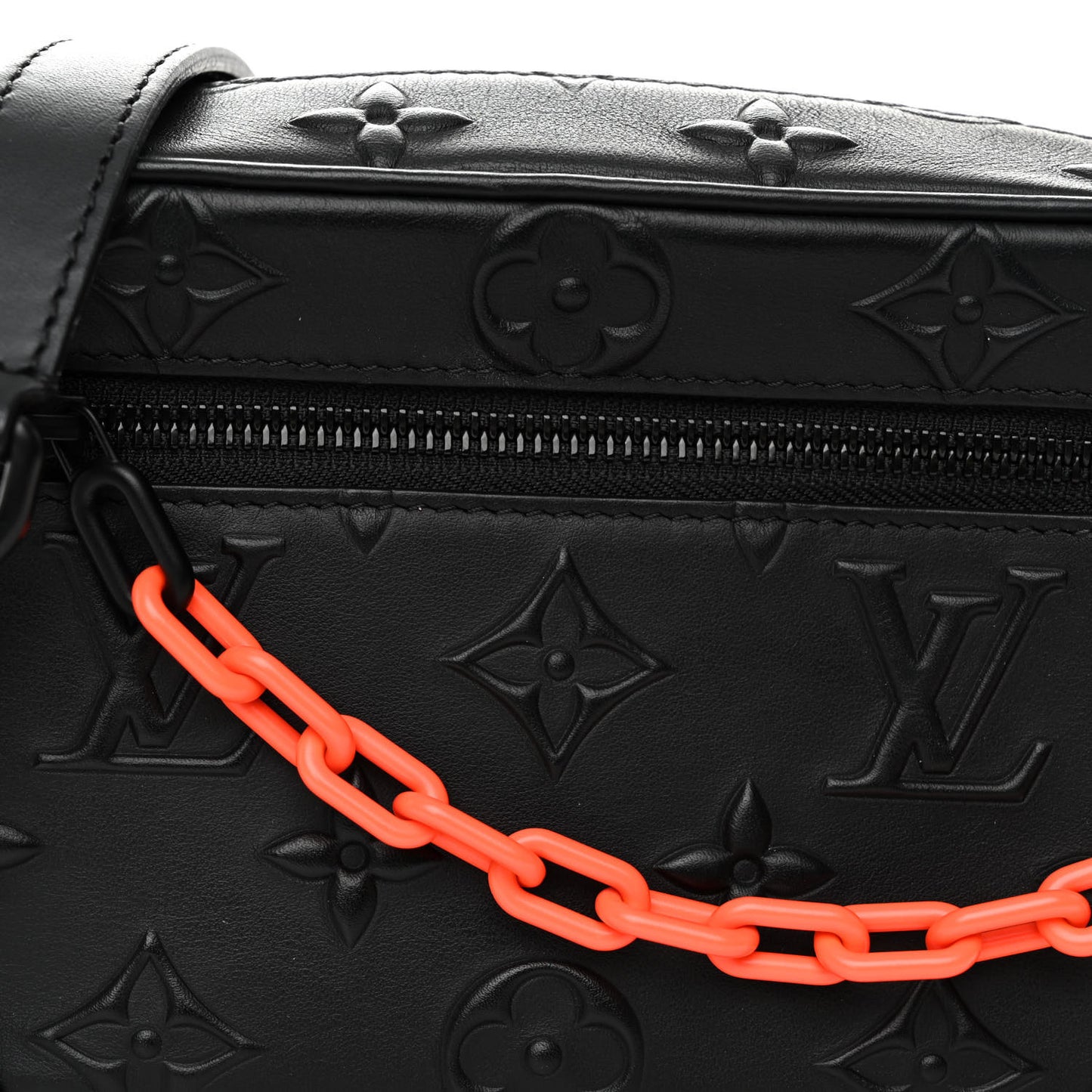 Calfskin Debossed Monogram Solar Ray Mini Soft Trunk Black