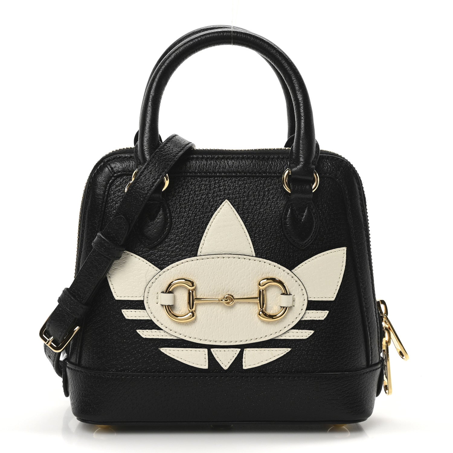 Gucci X ADIDAS Textured Dollar Calfskin Web Trefoil Mini Horsebit