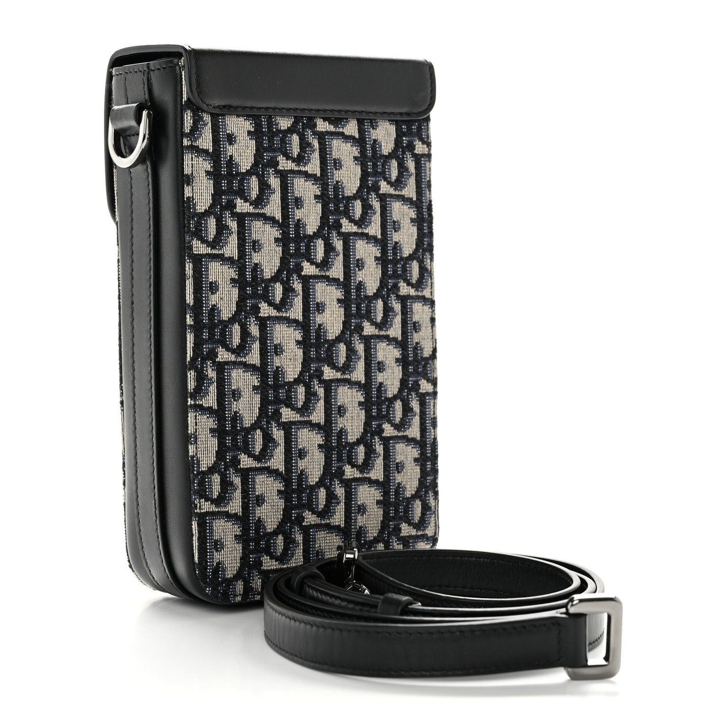 Oblique Calfskin Vertical Pouch Black