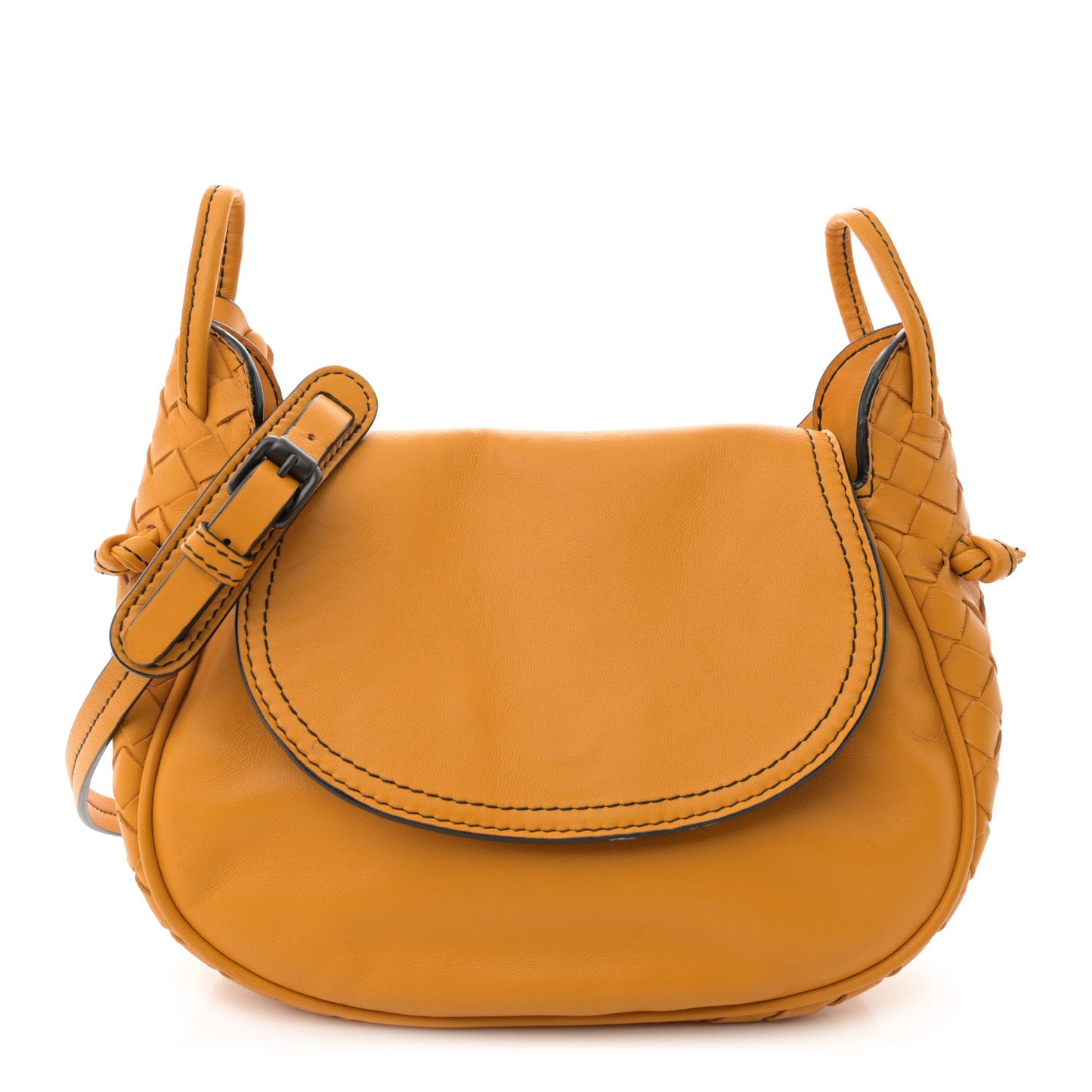 Nappa Intrecciato Small Nodini Flap Crossbody Marigold