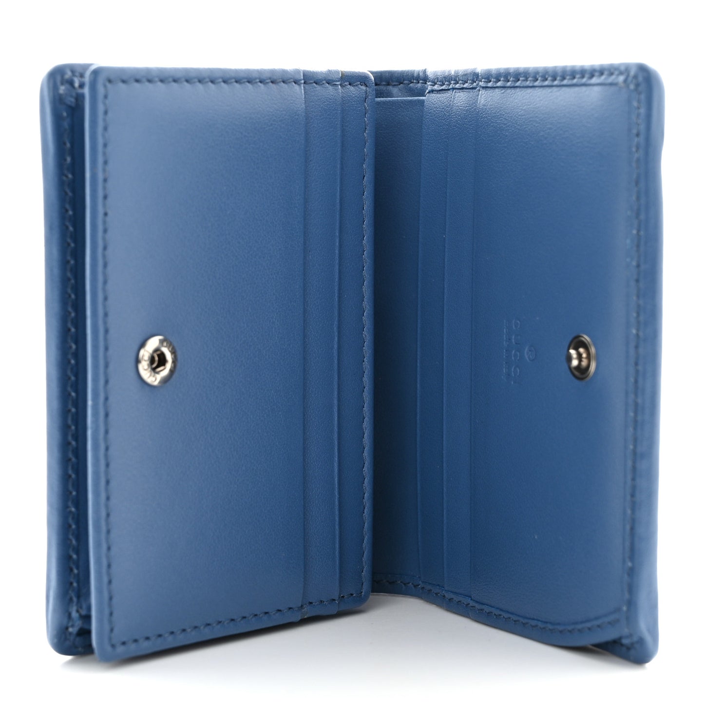 Calfskin Matelasse Aria GG Marmont Card Case Wallet Clear Blue