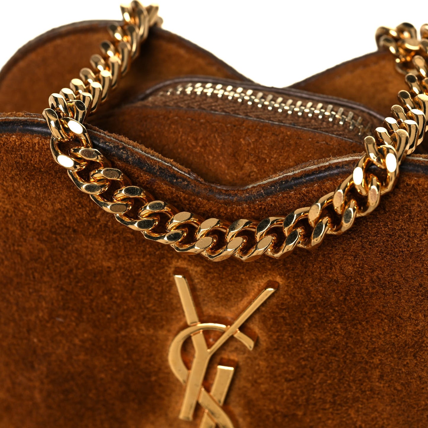 Suede Fringe Small Monogram Love Shoulder Bag Brown