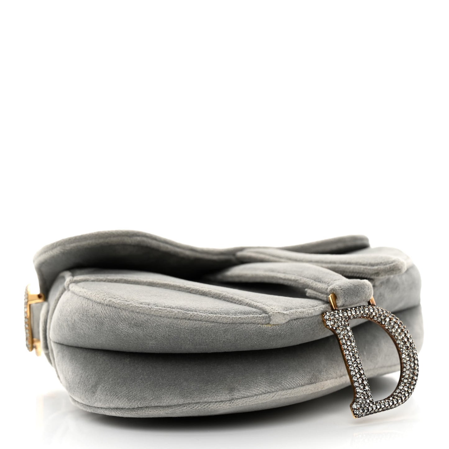 Velvet Crystal Mini Saddle Bag Grey