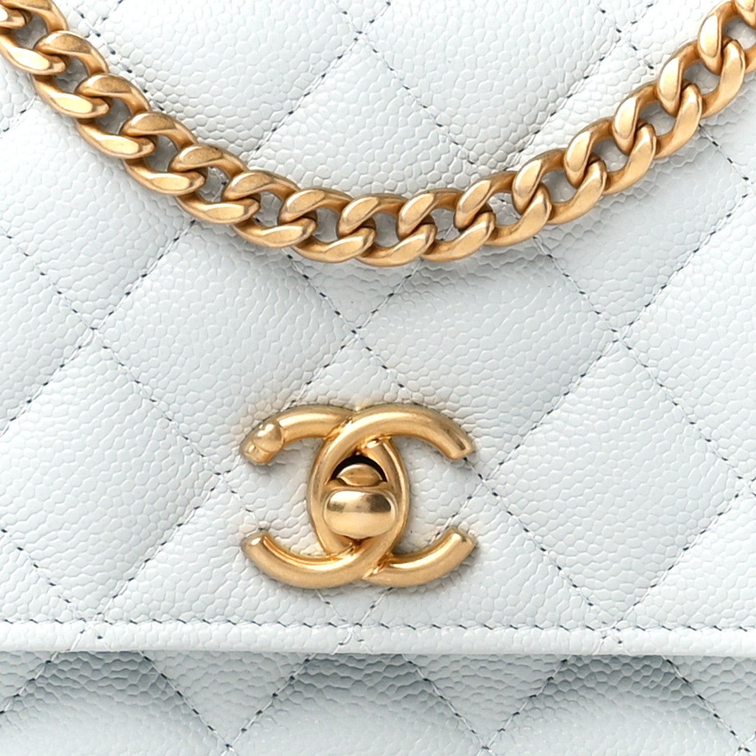 Chanel Caviar Quilted Sweetheart Wallet On Chain WOC Light Blue 9 of 12
