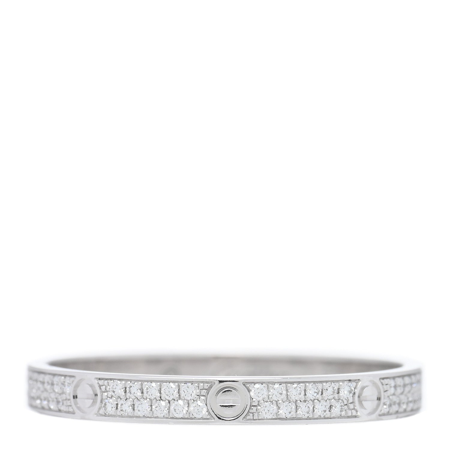 Cartier 18K White Gold Diamond 2.6mm LOVE Paved Band Ring 61 9.5 1 of 5