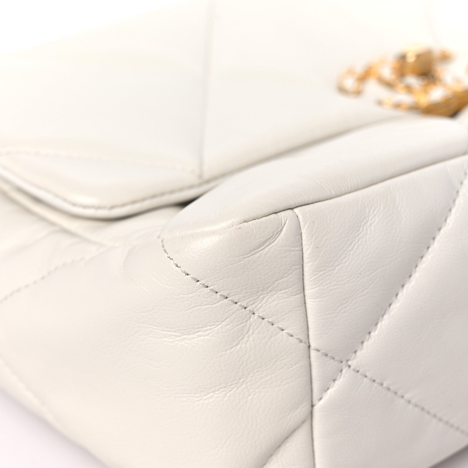 Chanel Goatskin Quilted Large Chanel 19 Flap White 8 of 12