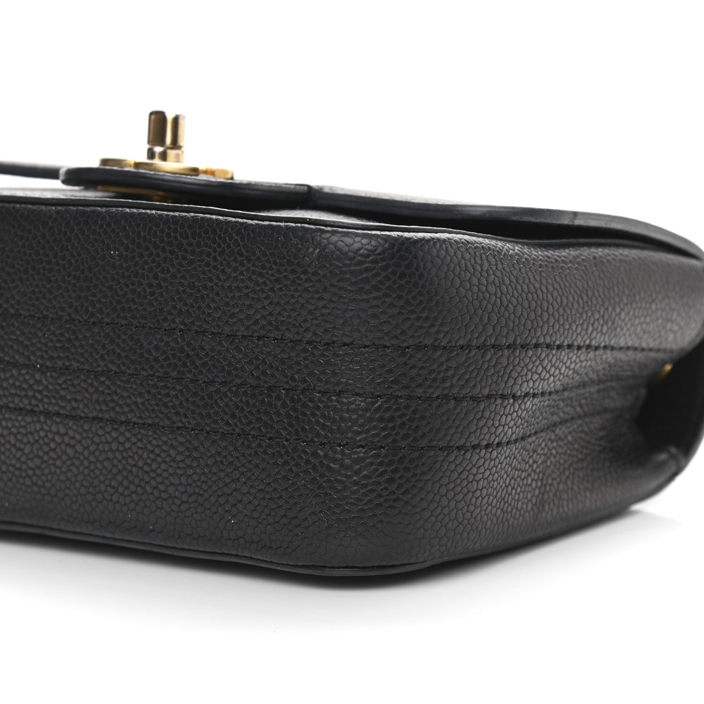 Grained Calfskin Mini Square Classic Pure Flap Black