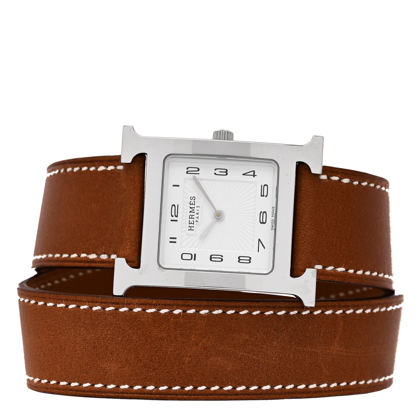 Stainless Steel Barenia 26mm Heure H Hour Double Tour Quartz Watch Fauve