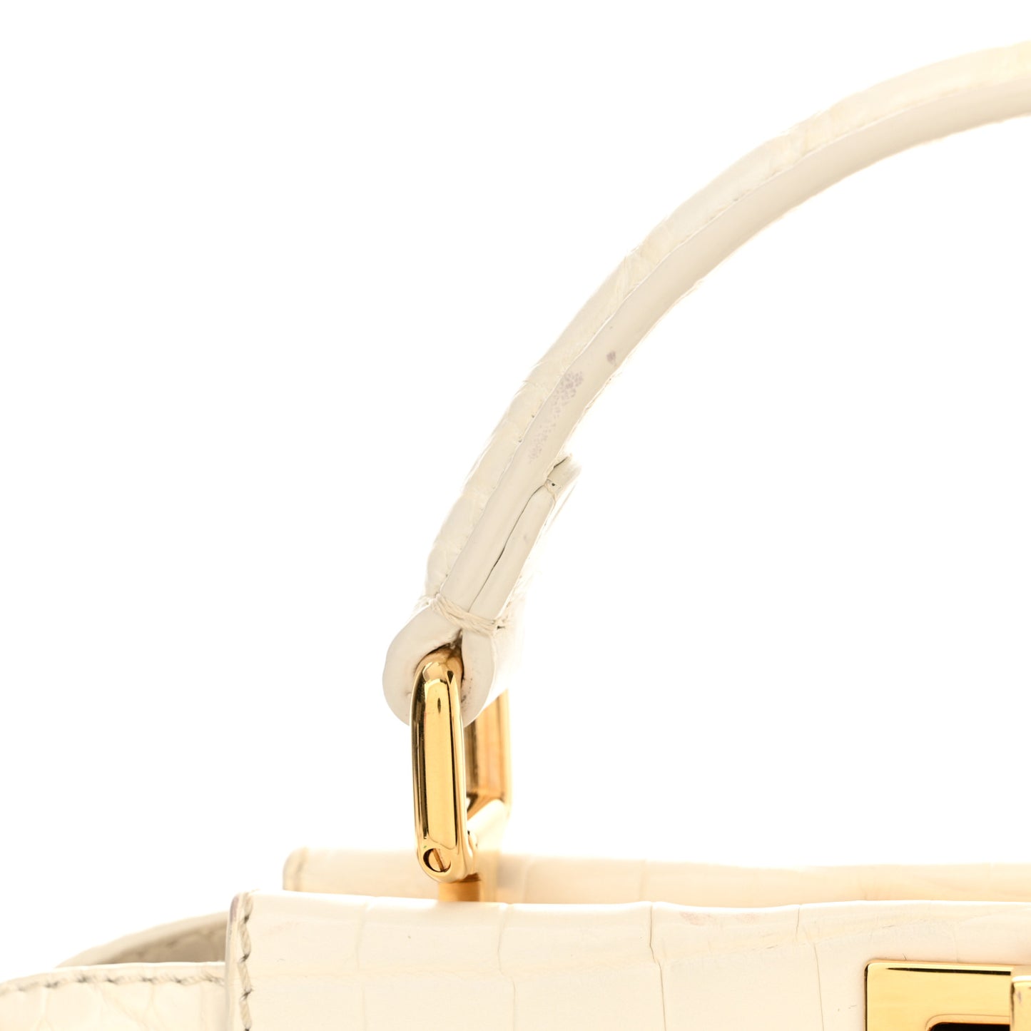 Shiny Crocodile Shiny Nappa Mini Peekaboo Iconic Satchel White