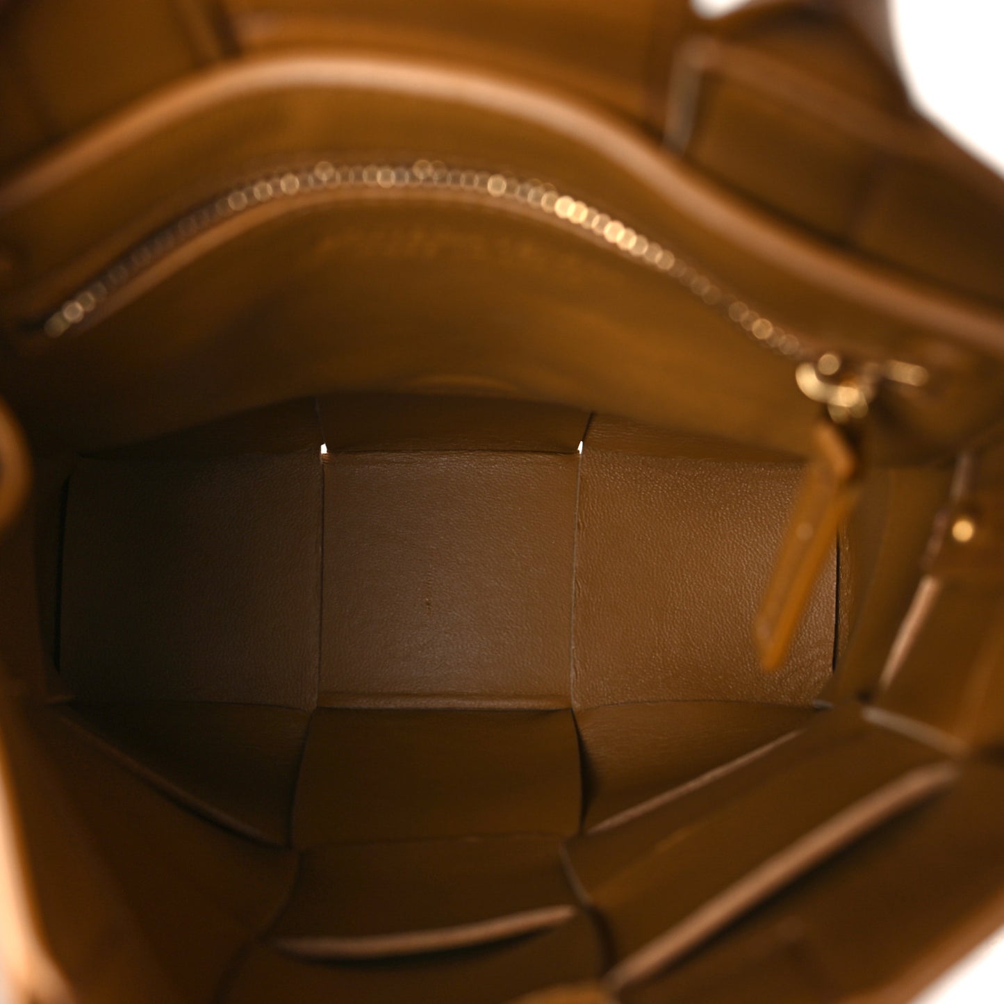 Lambskin Maxi Intrecciato Mini North South Cassette Tote Camel Gold