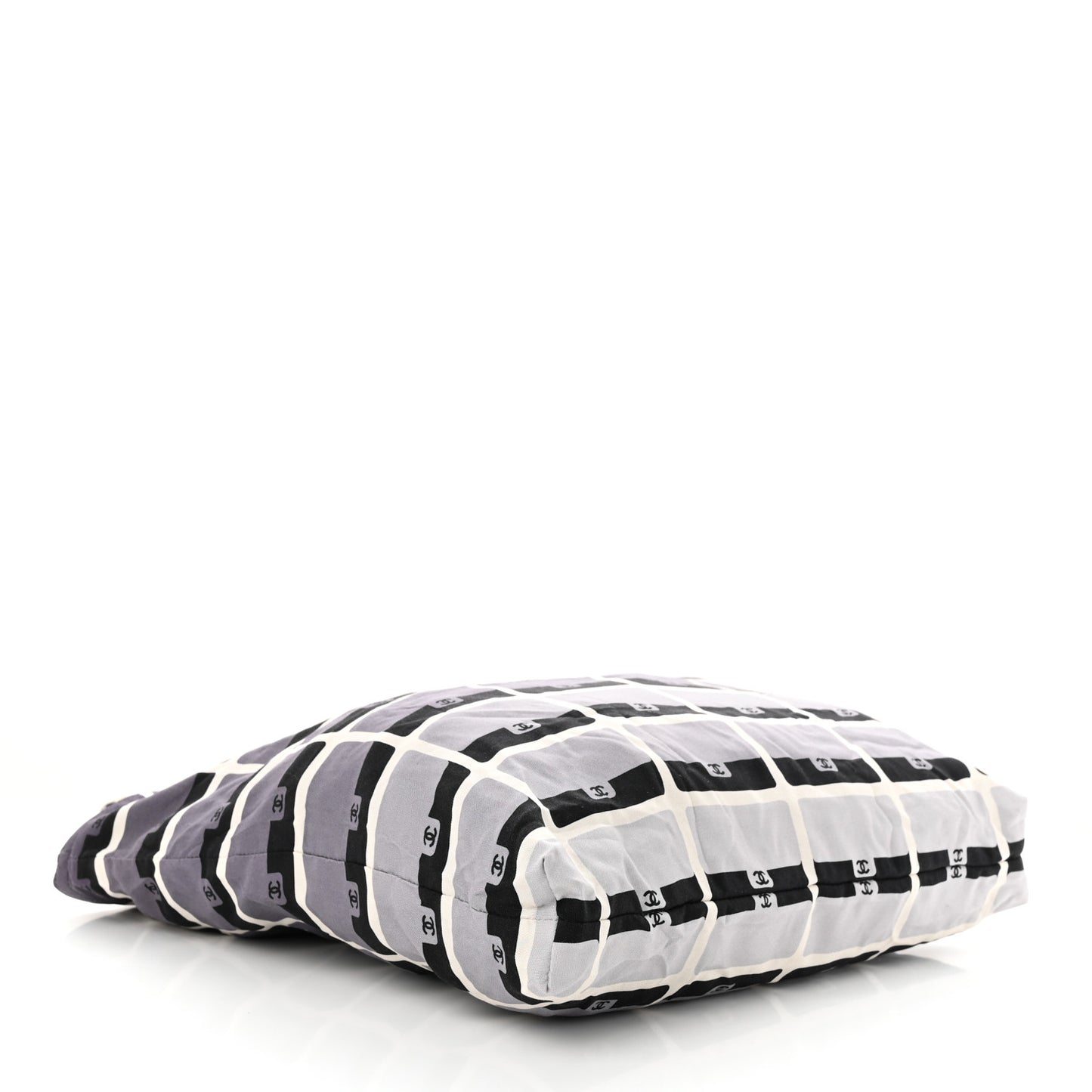 Jersey Fabric Quilted Foldable Tote With Chain Black Multicolor