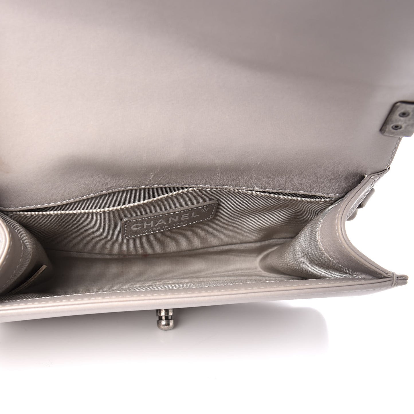 Calfskin Quilted Small Boy Flap Taupe