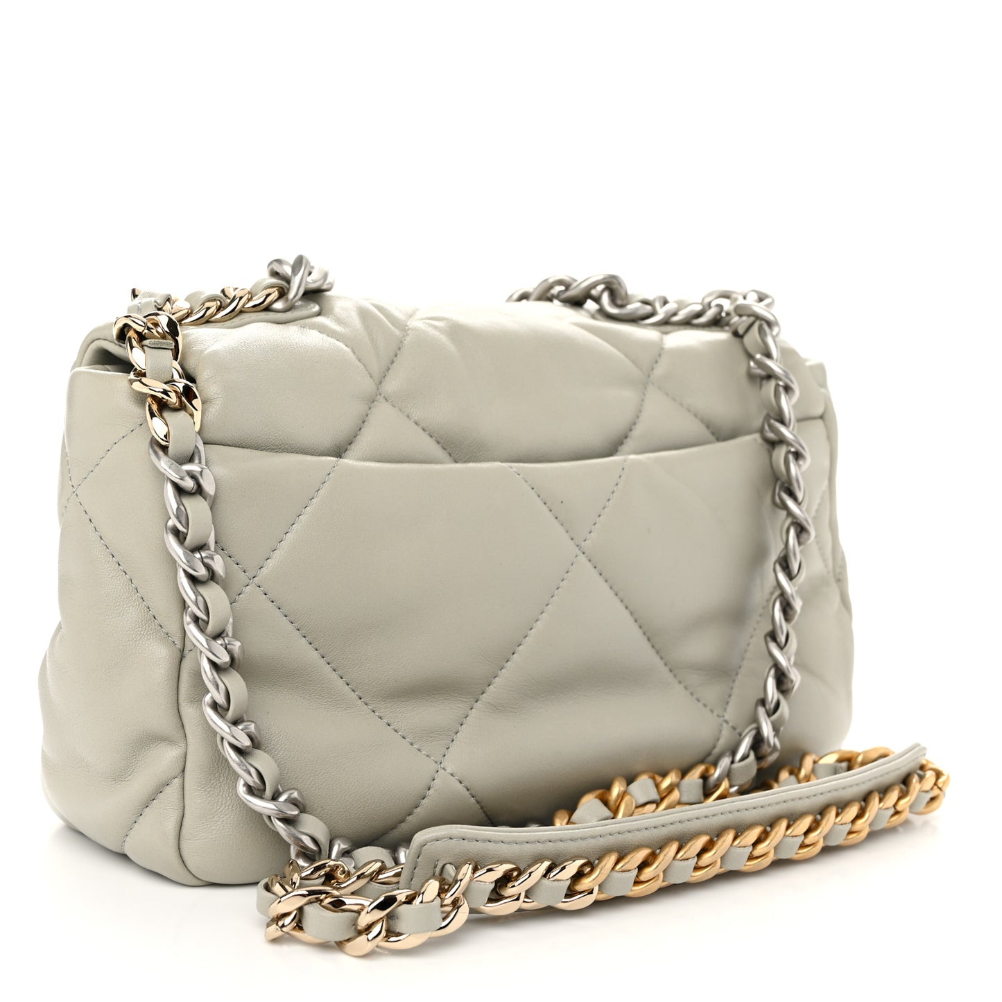 Lambskin Quilted Medium Chanel 19 Flap Light Grey
