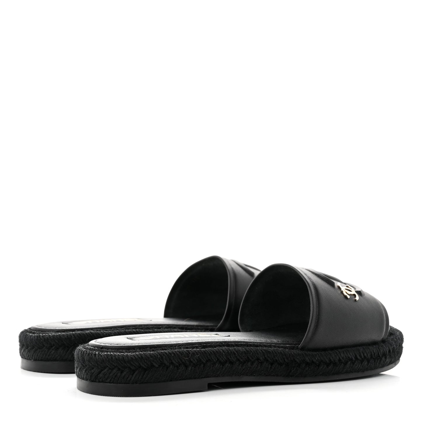 Lambskin Espadrille Mule Sandals 37 Black