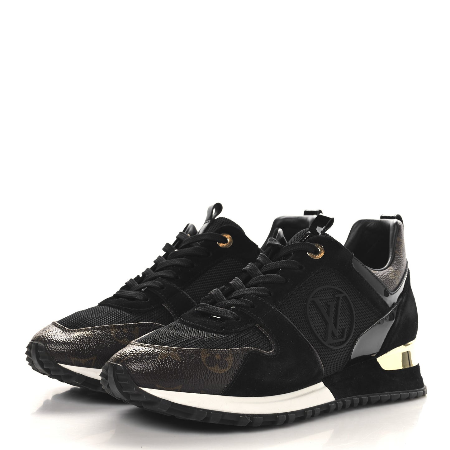 Suede Monogram Run Away Sneakers 39 Black