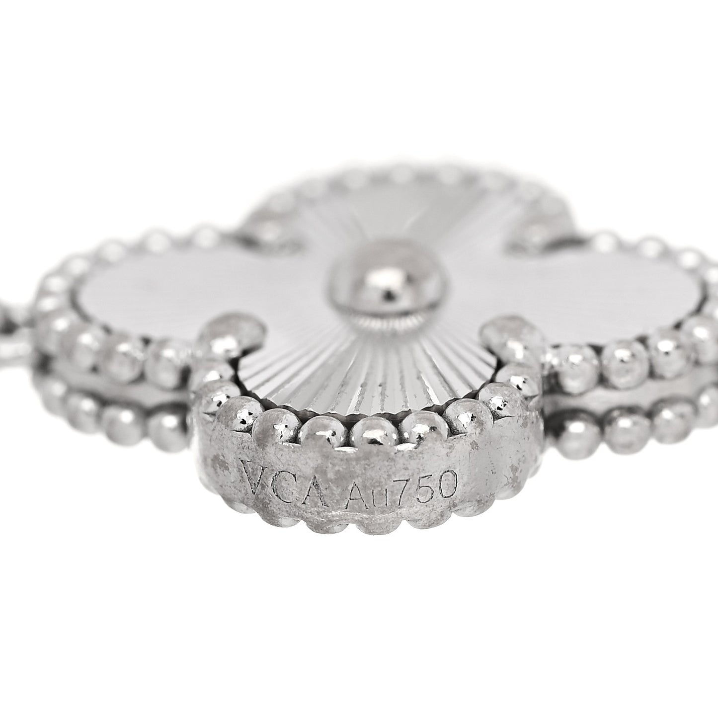 18K White Gold 5 Motifs Guilloche Vintage Alhambra Bracelet